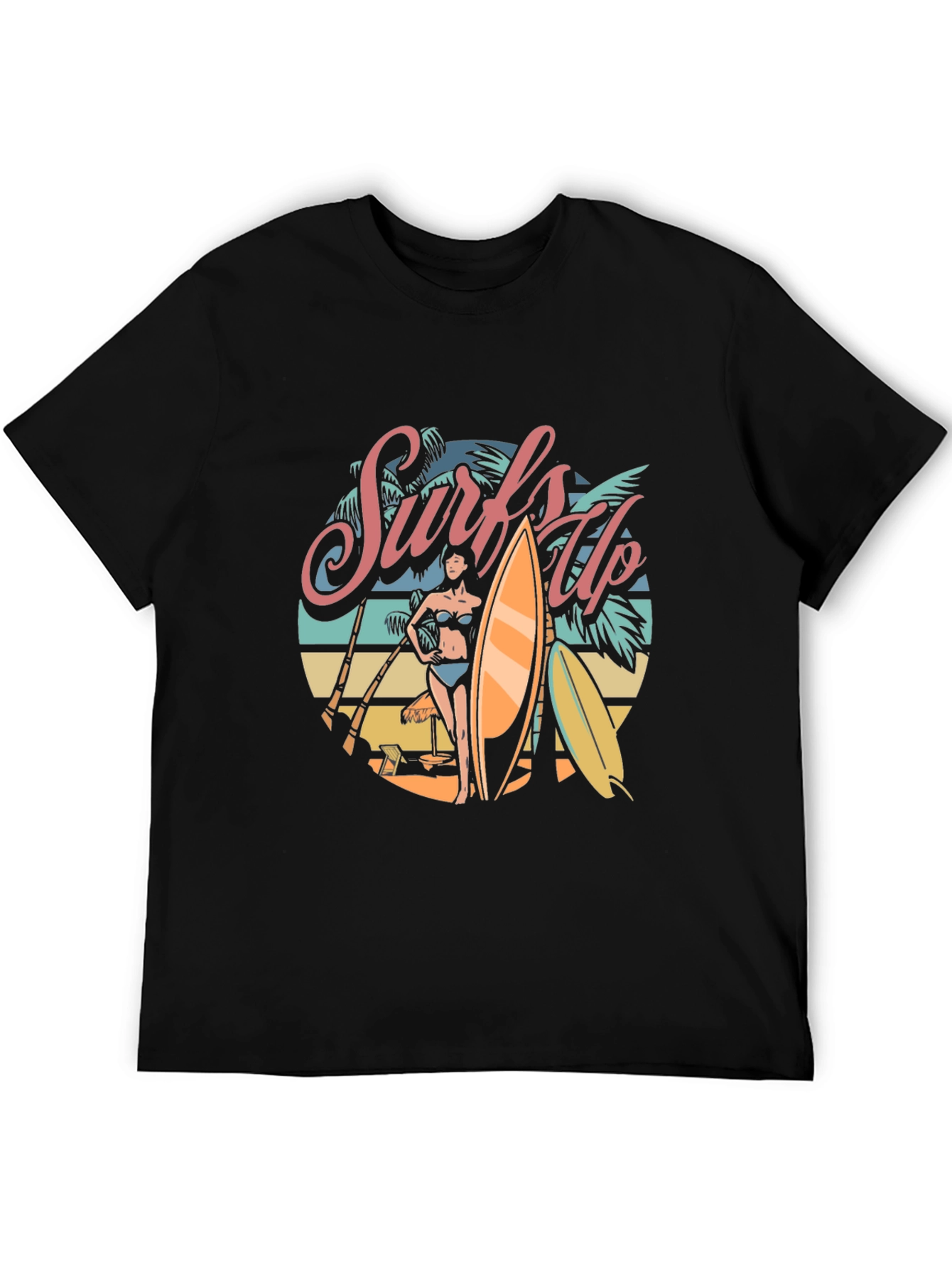 Black Surfs Up Graphic T-Shirt - Beach Vibes view 5