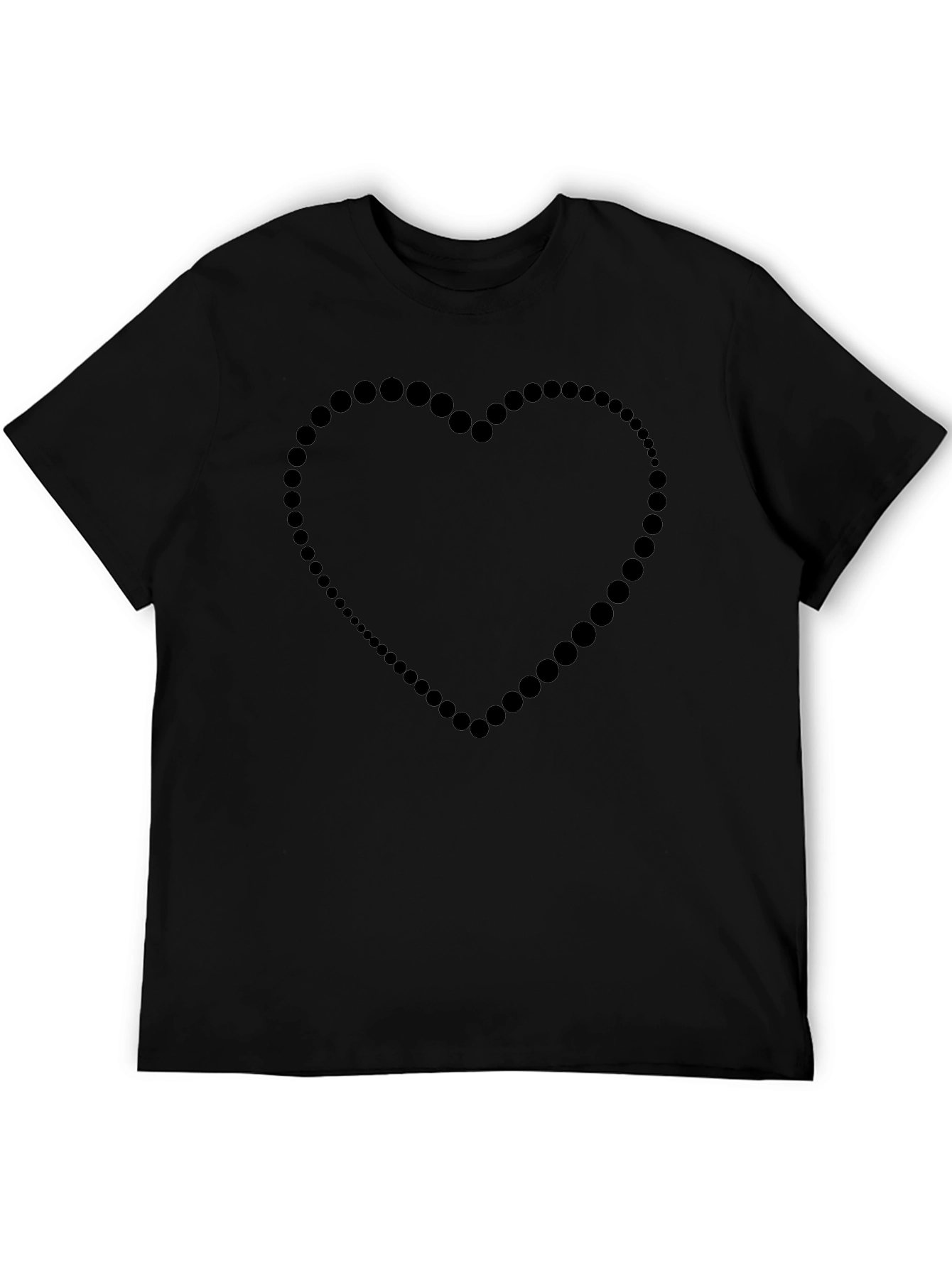 Black Heart Dot Design T-Shirt - Black view 5
