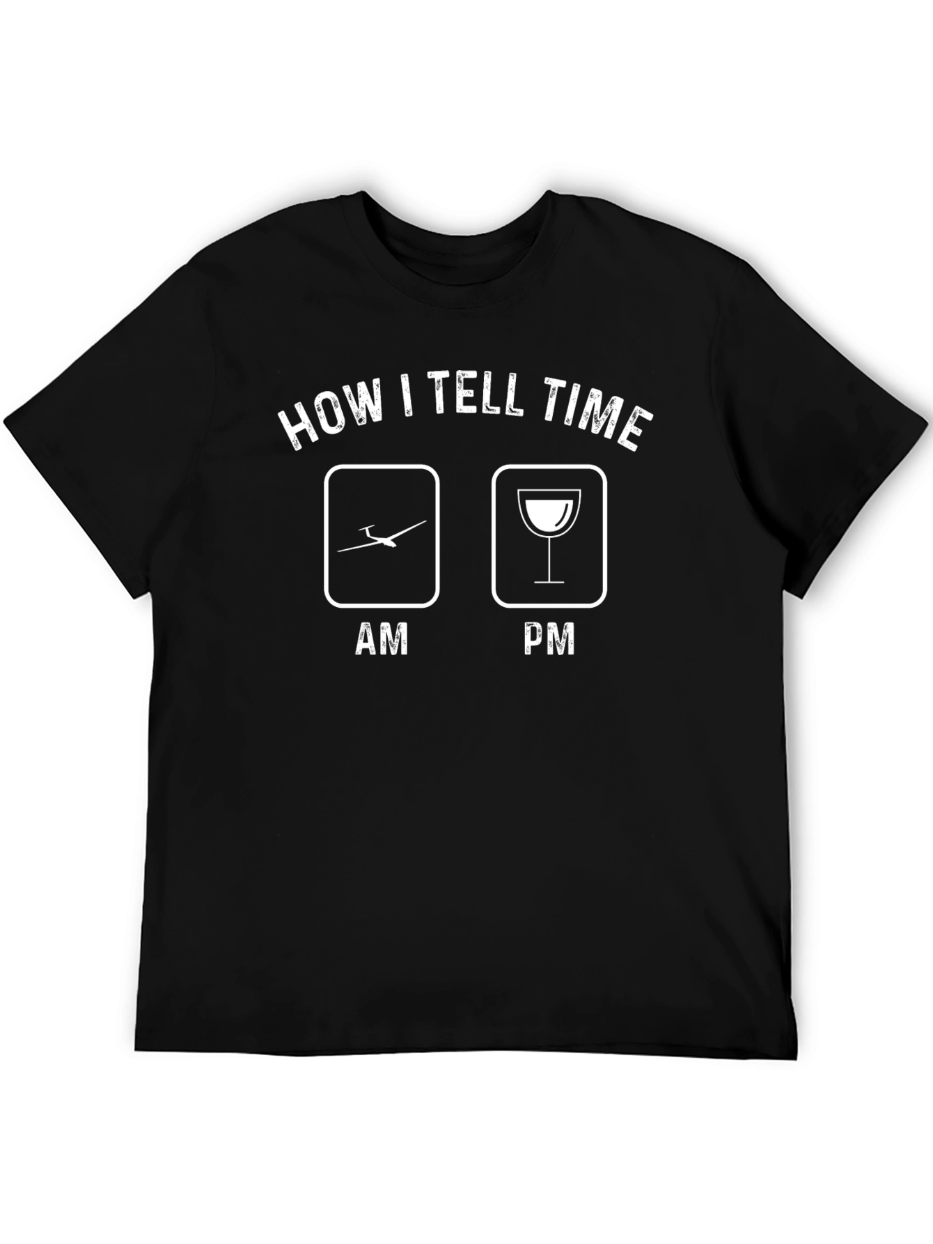 Black How I Tell Time - Airplane & Wine Graphic T-Shirt view 5