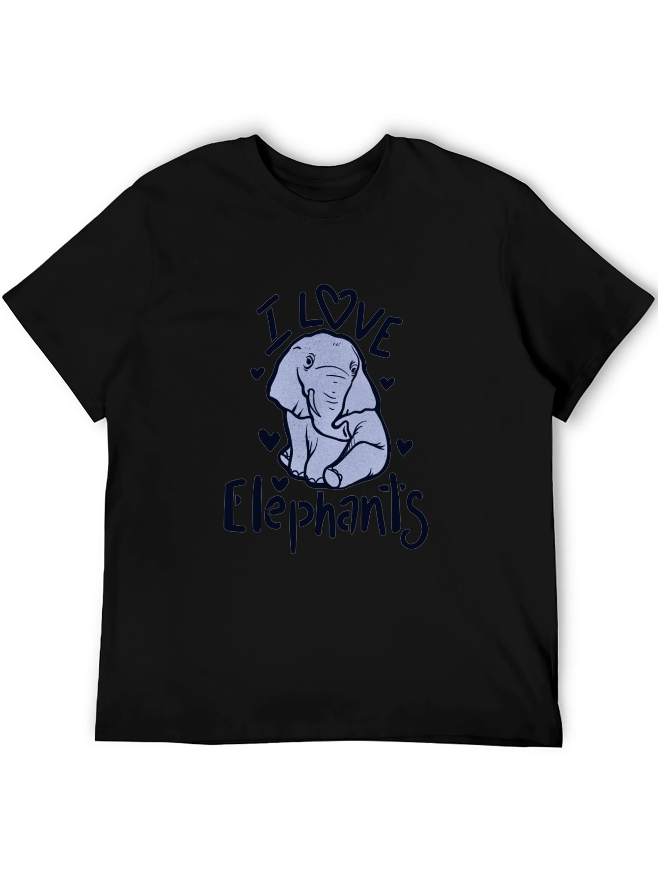 Black I Love Elephants Black Graphic T-Shirt view 5