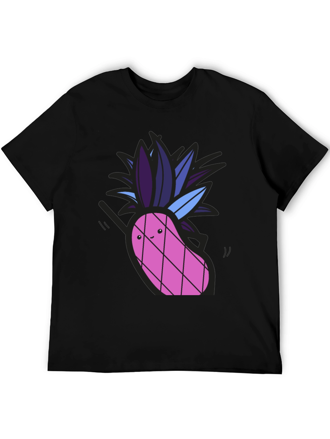 Black Funny Pineapple Graphic Tee - Black Cotton T-Shirt view 5