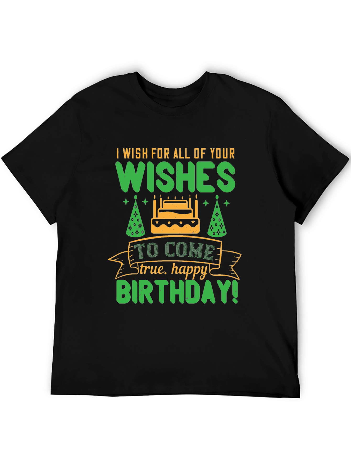Black Birthday Wishes Graphic Tee - Black Cotton Shirt view 5
