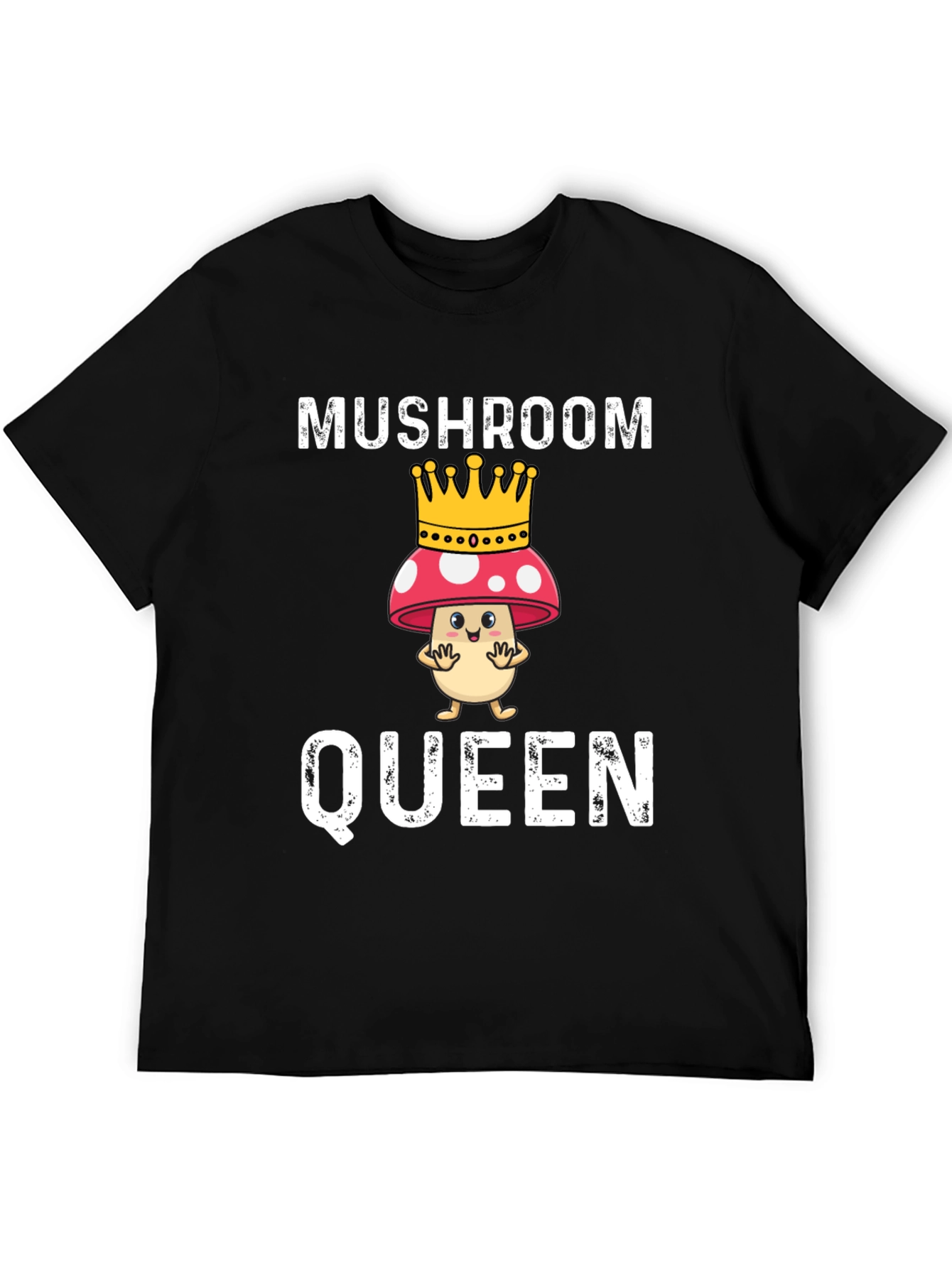Black Mushroom Queen Funny Graphic T-Shirt view 5