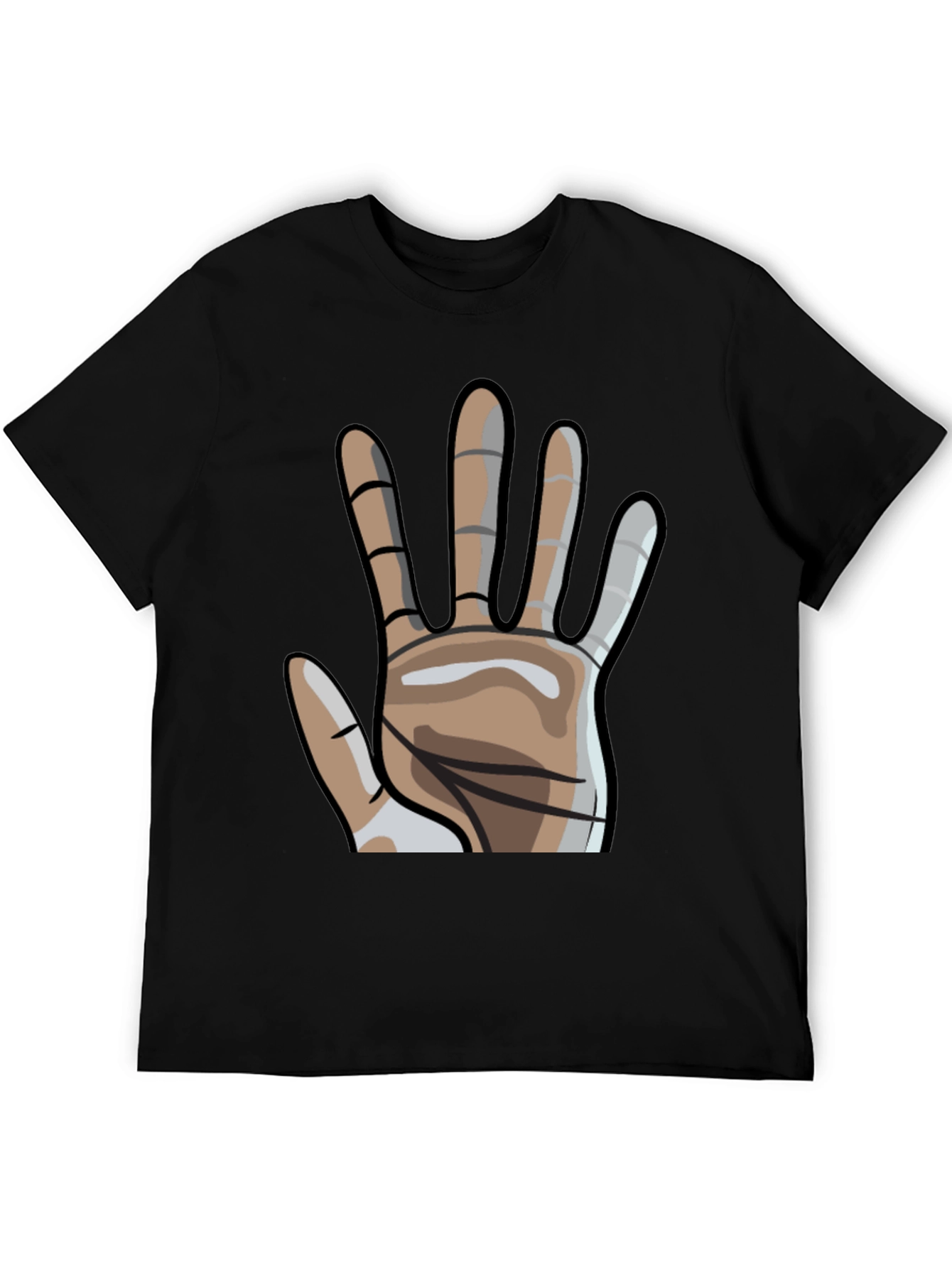 Black Graphic Hand Print Crew Neck T-Shirt view 5