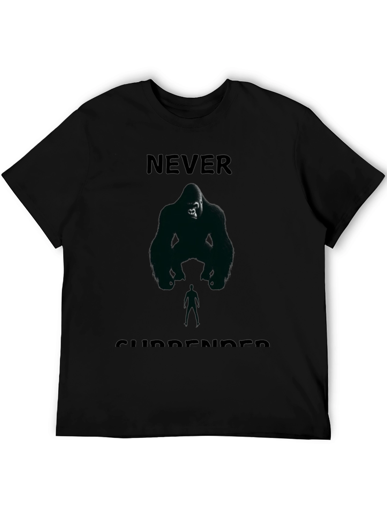 Black Never Surrender Gorilla Graphic Tee - Black Cotton Blend view 5