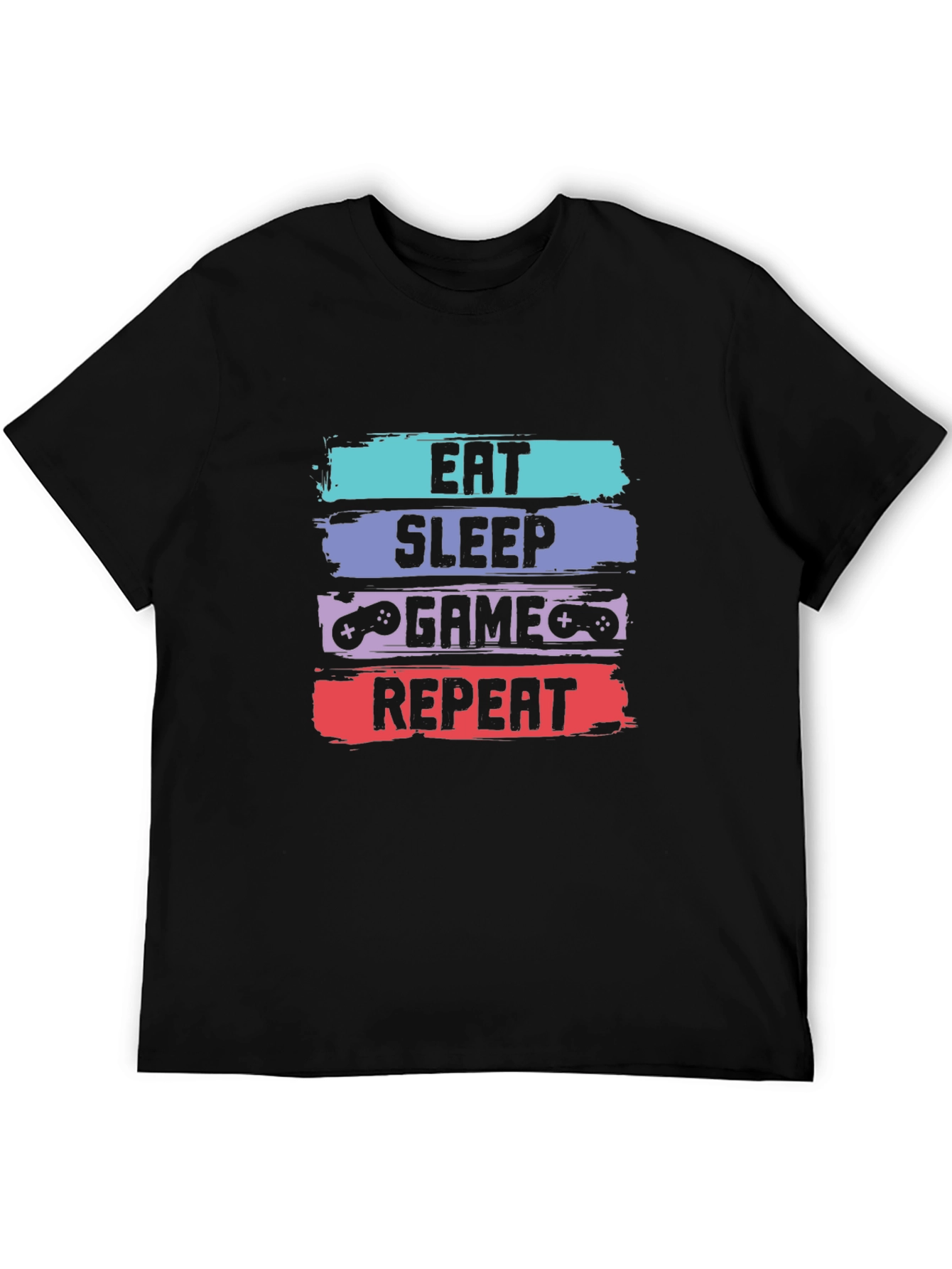Black Eat Sleep Game Repeat T-Shirt - Gamer Tee view 5