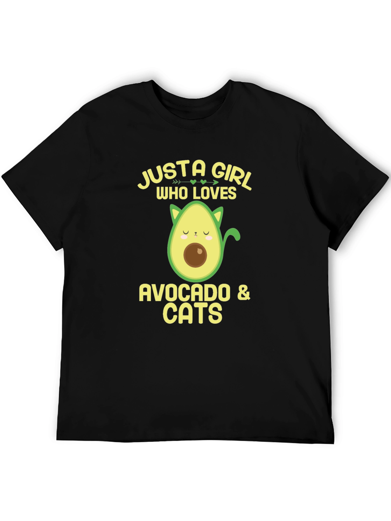 Black Avocado & Cats T-Shirt - Just A Girl Who Loves Them! view 5