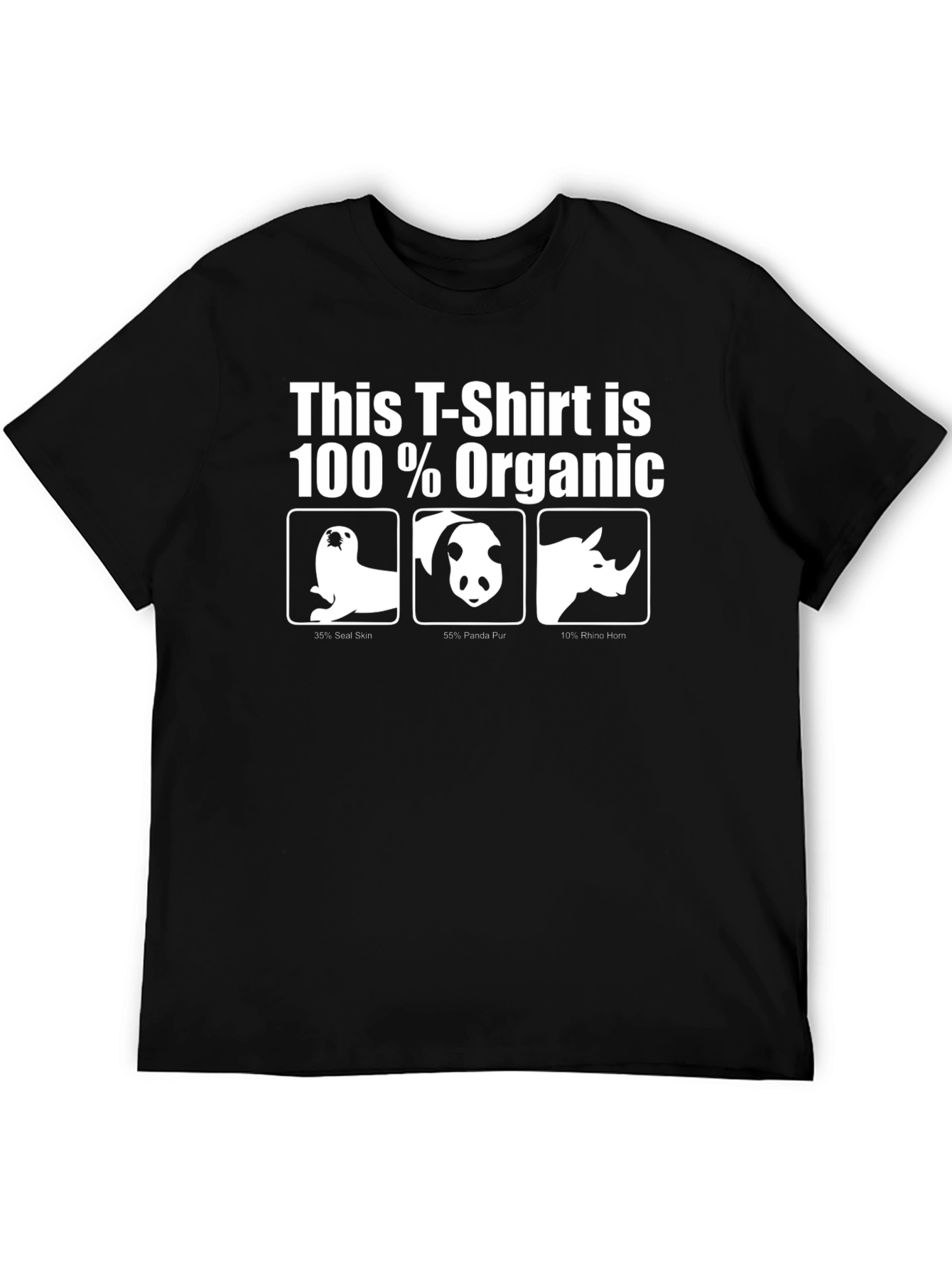 Black 100% Organic Humor T-Shirt - Novelty Animal Tee view 5