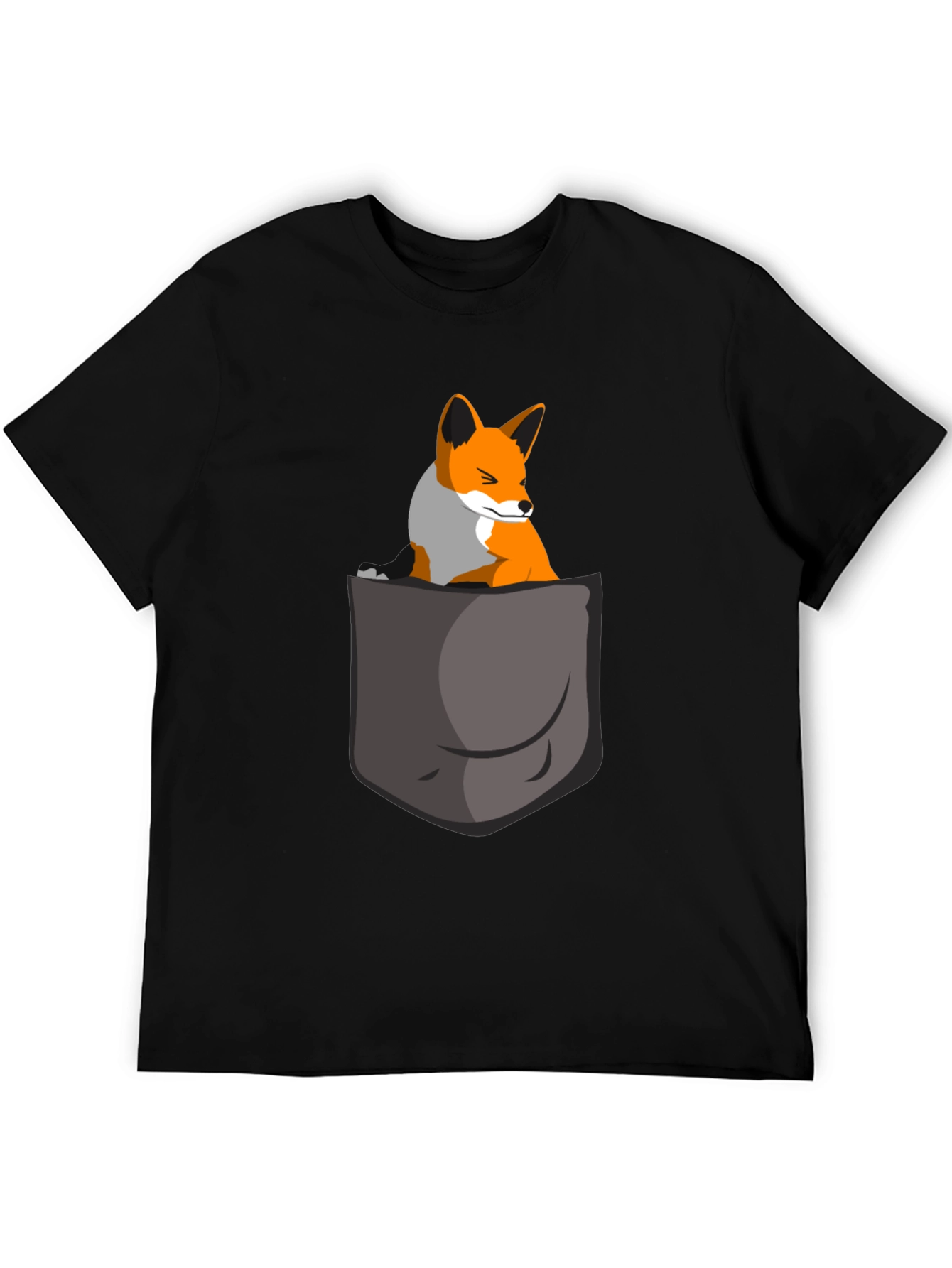 Black Fox in Pocket Graphic Tee - Cute Animal T-Shirt view 5
