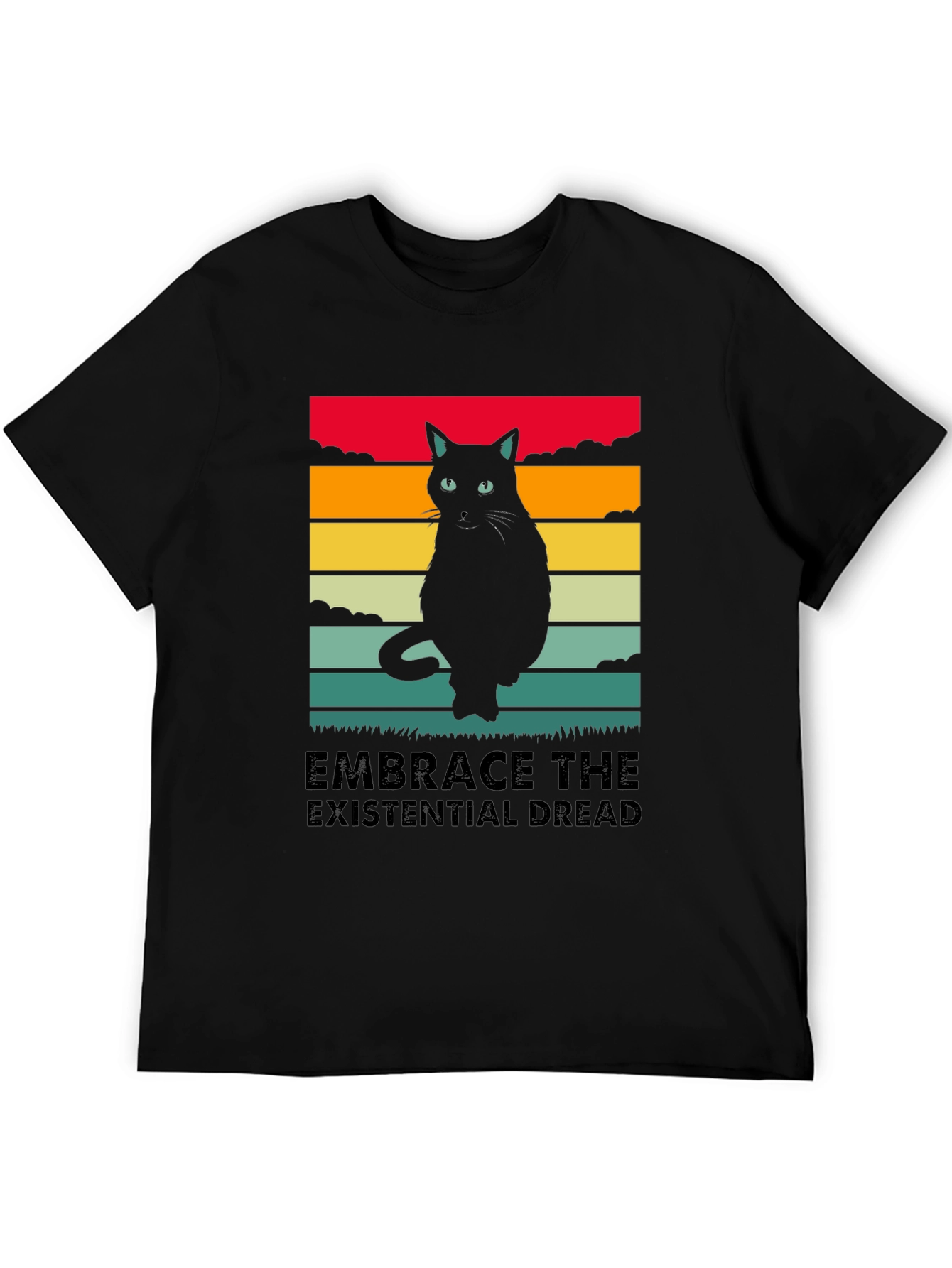 Black Embrace the Existential Dread Cat T-Shirt view 5
