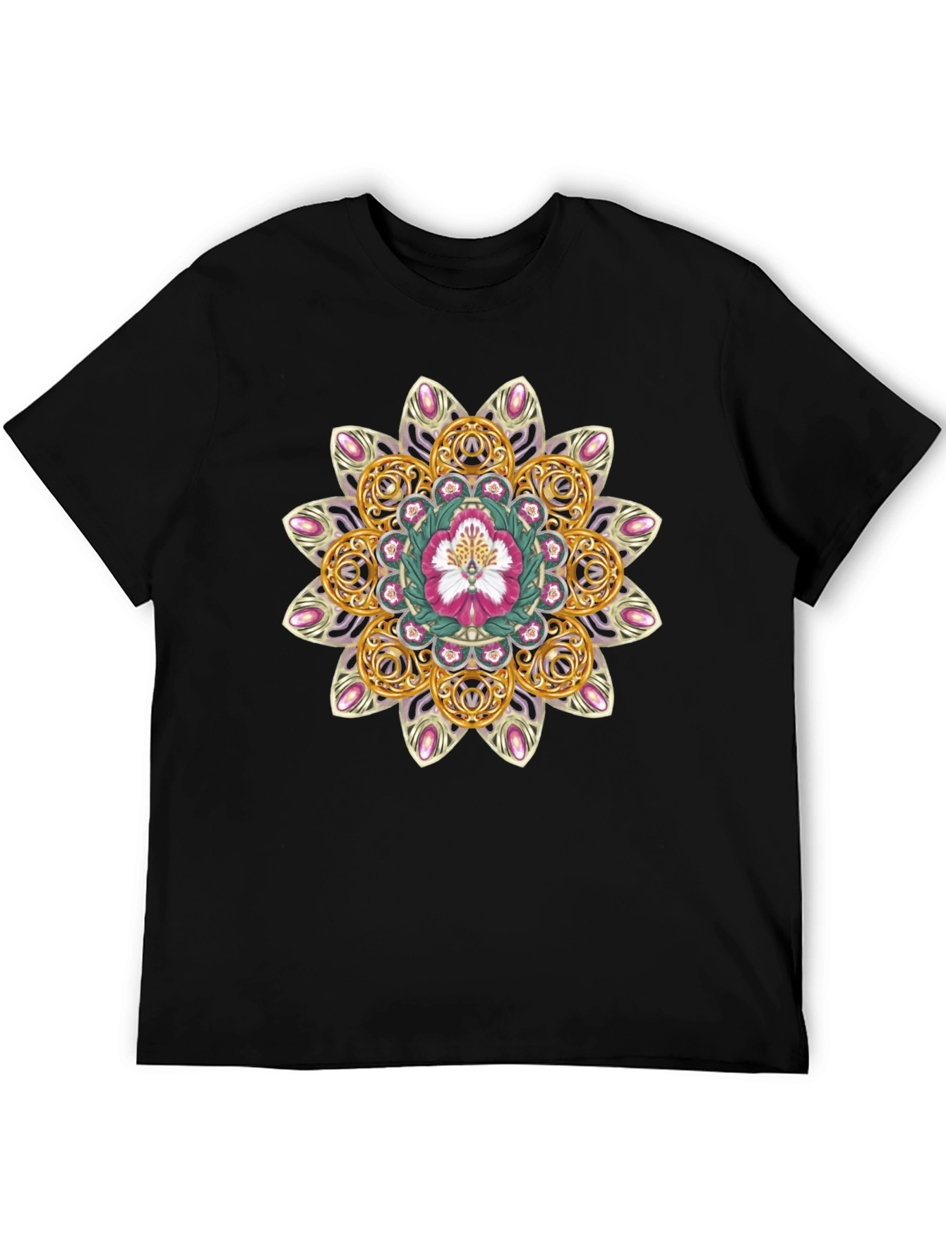 Black Floral Mandala Graphic Tee - Stylish Comfort view 5