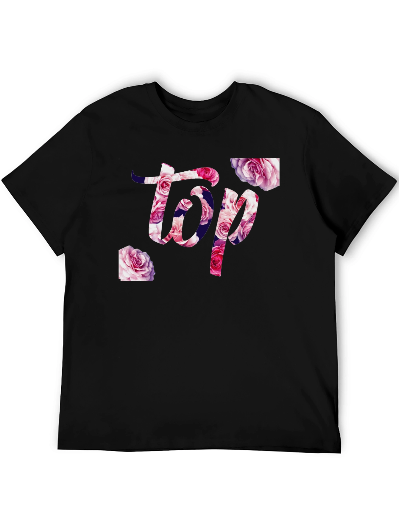 Black Floral Top T-Shirt - Stylish Graphic Tee view 5