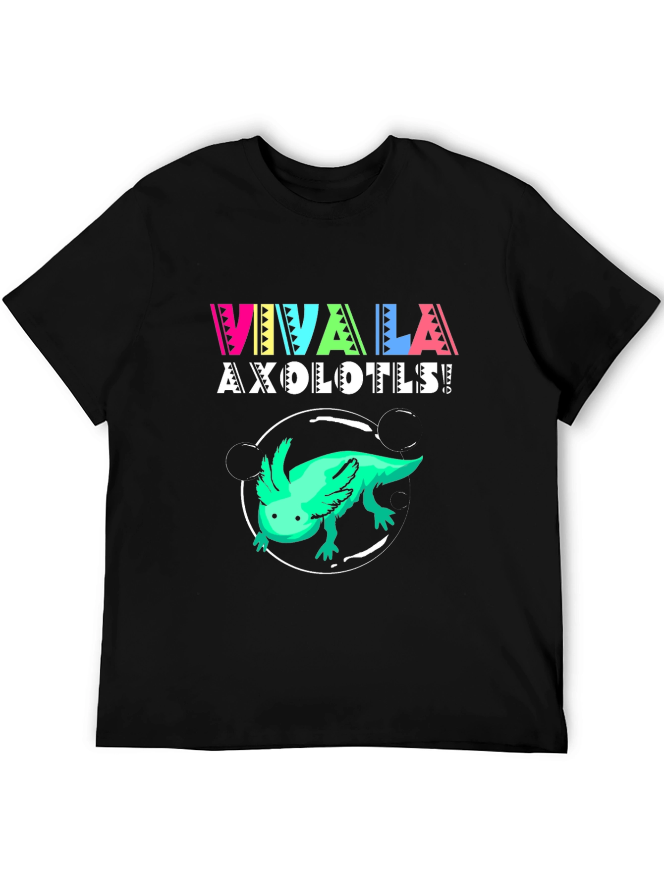 Black Viva La Axolotls! Black Graphic Print T-Shirt view 5