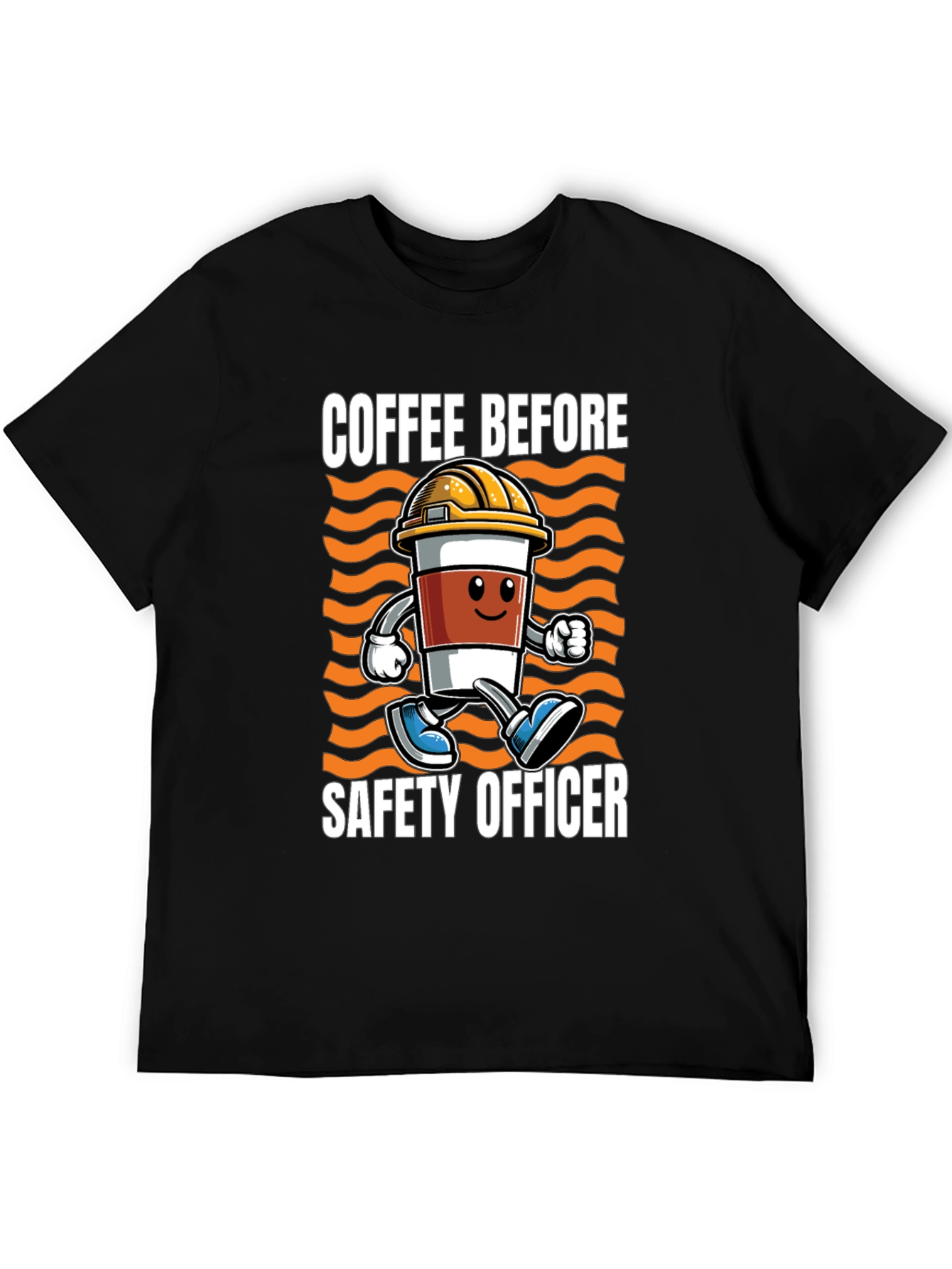 Black Coffee Before Safety Officer T-Shirt view 5