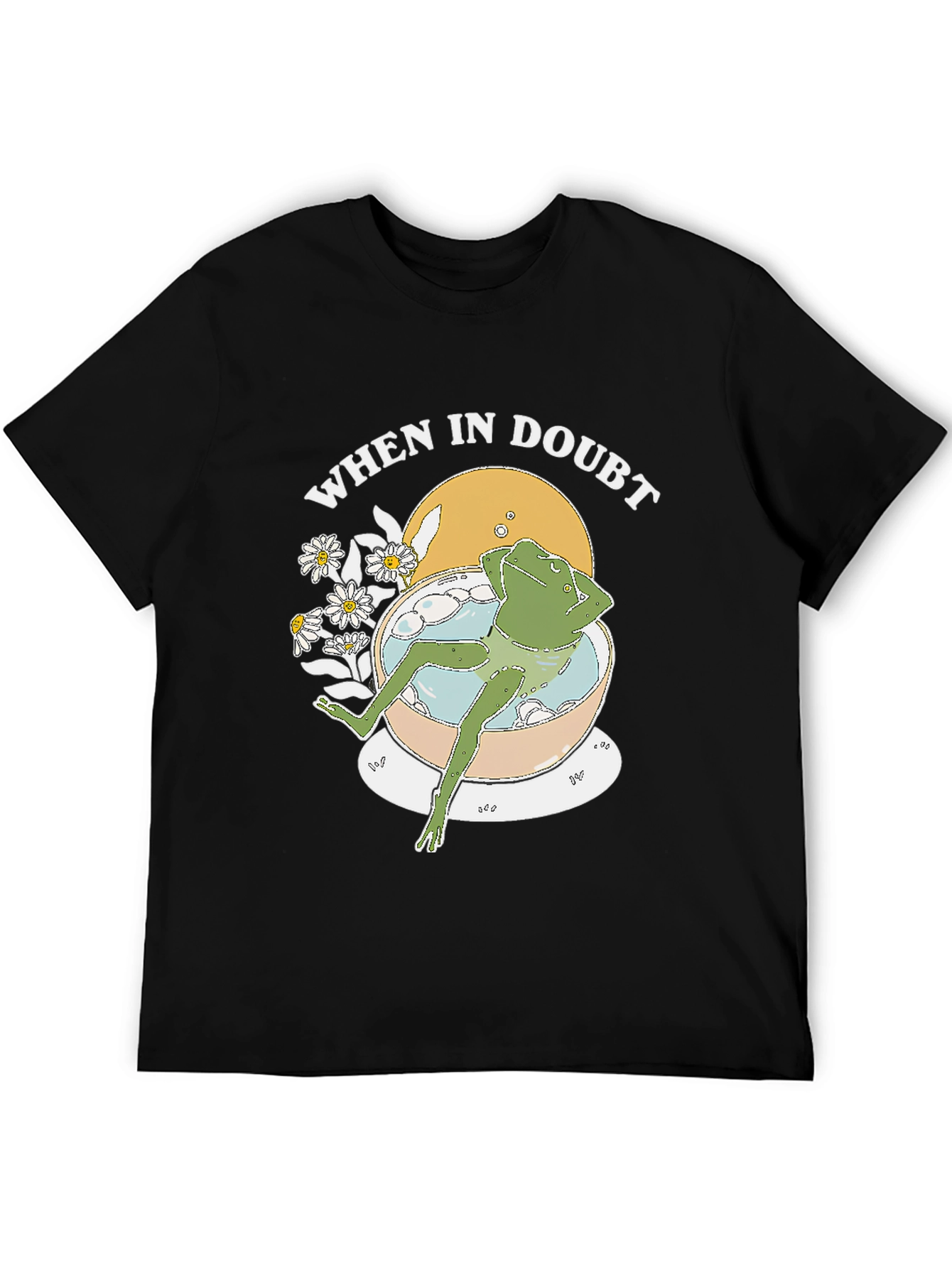 Black Relaxing Frog in Tub Graphic T-Shirt - Comfy Tee view 5