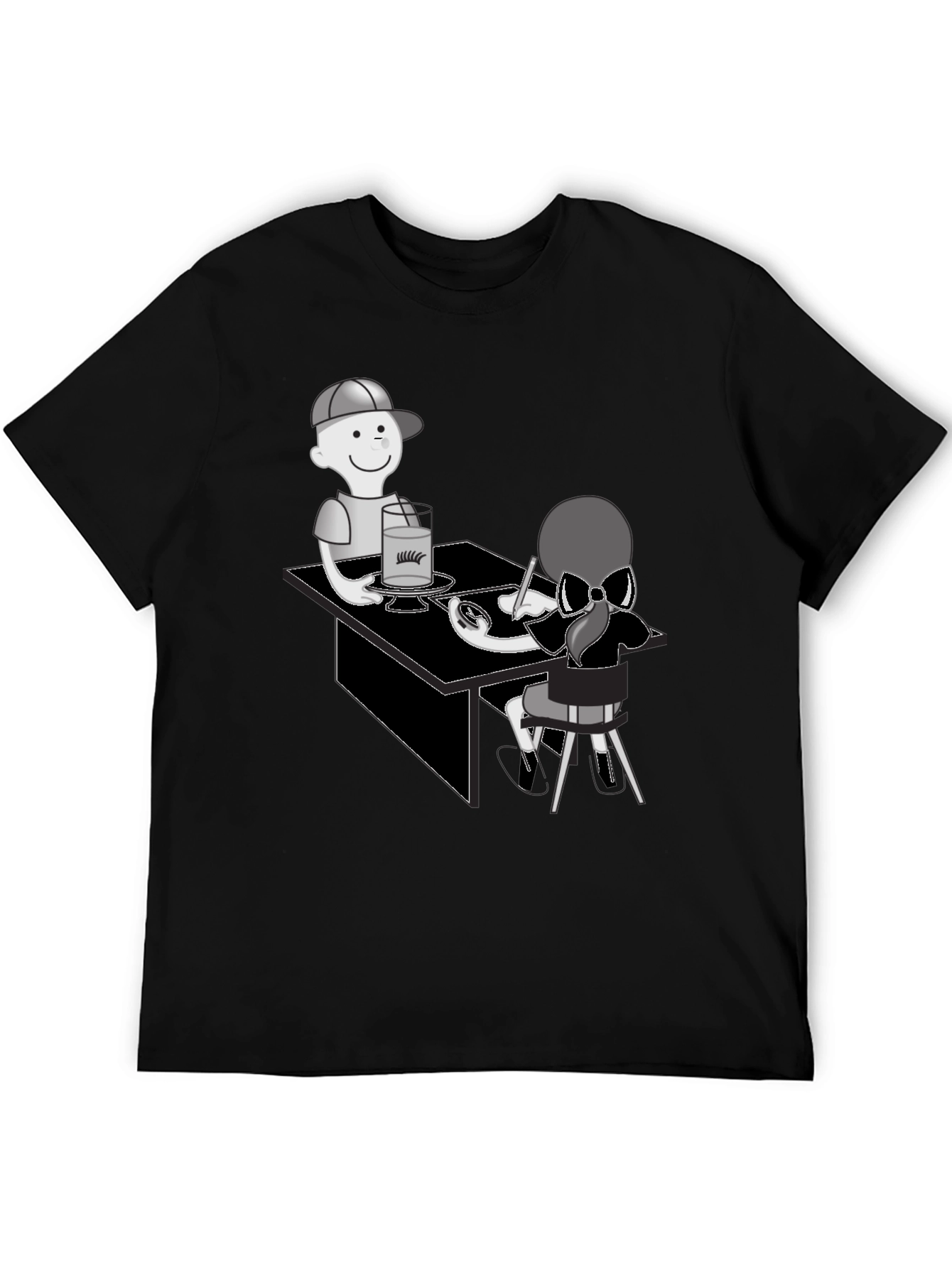 Black Cartoon Graphic T-Shirt - Artist Theme view 5