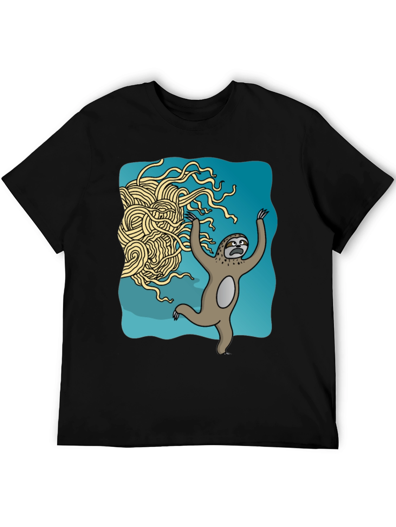 Black Sloth vs. Flying Spaghetti Monster Graphic T-Shirt view 5