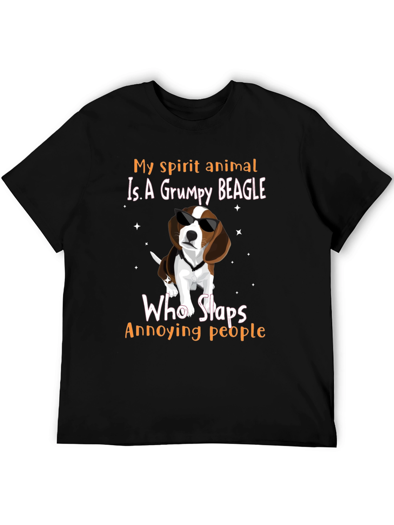 Black Grumpy Beagle T-Shirt - "My Spirit Animal Slaps Annoying People" view 5