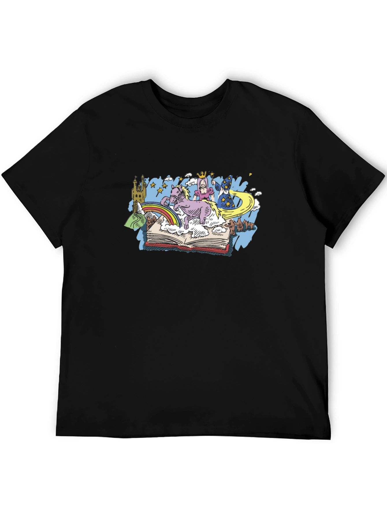 Black Storybook Dreams T-Shirt - Magical Fantasy Design view 5