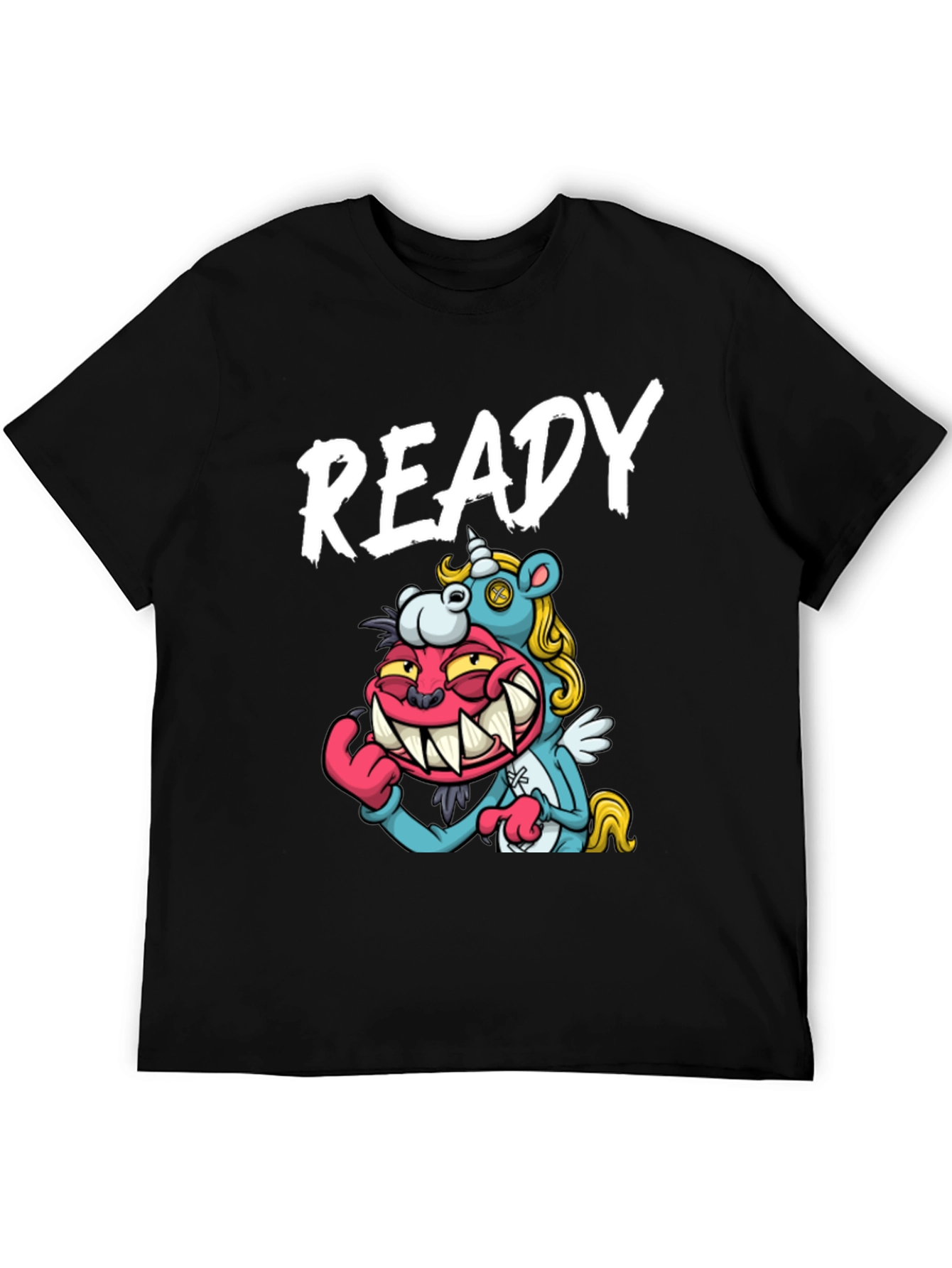 Black Ready Cartoon Graphic T-Shirt view 5