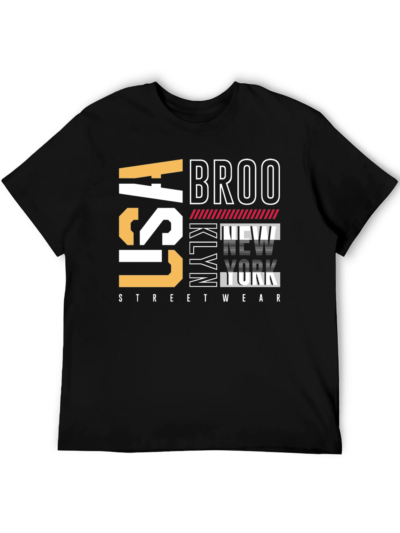 Black Brooklyn USA Streetwear T-Shirt view 5