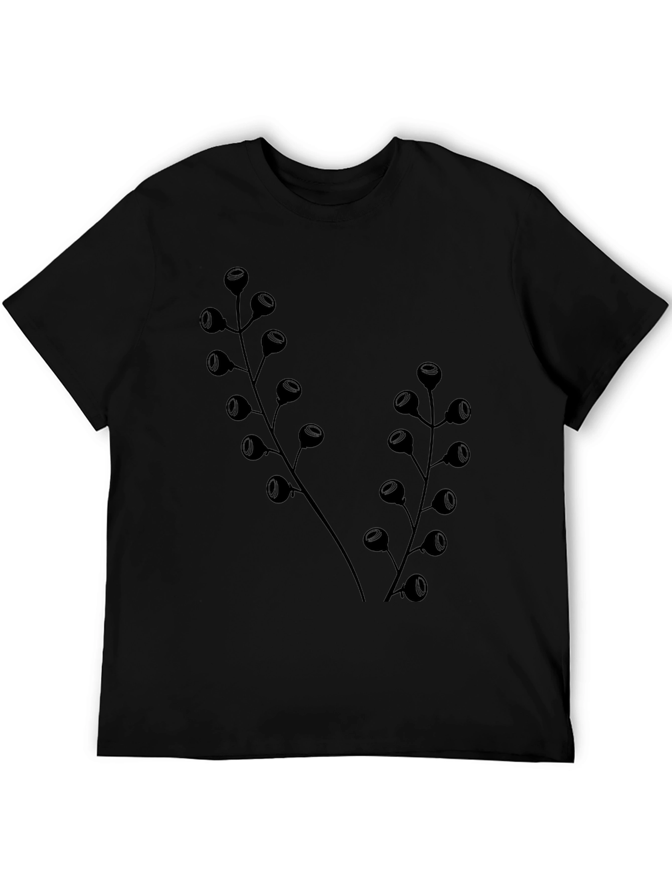 Black Botanical Black T-Shirt - Modern Plant Design view 5