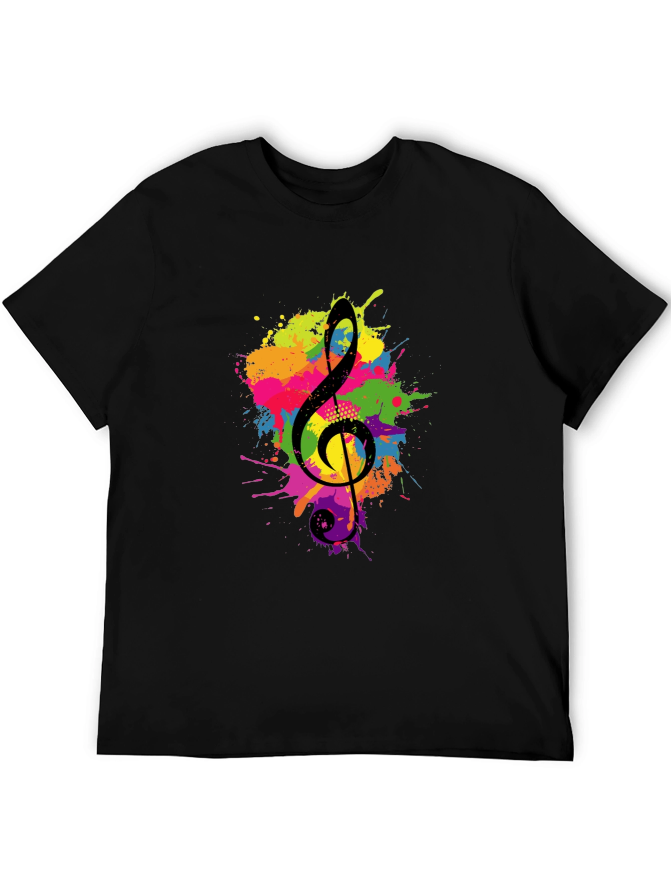 Black Treble Clef Splash Graphic Black T-Shirt view 5