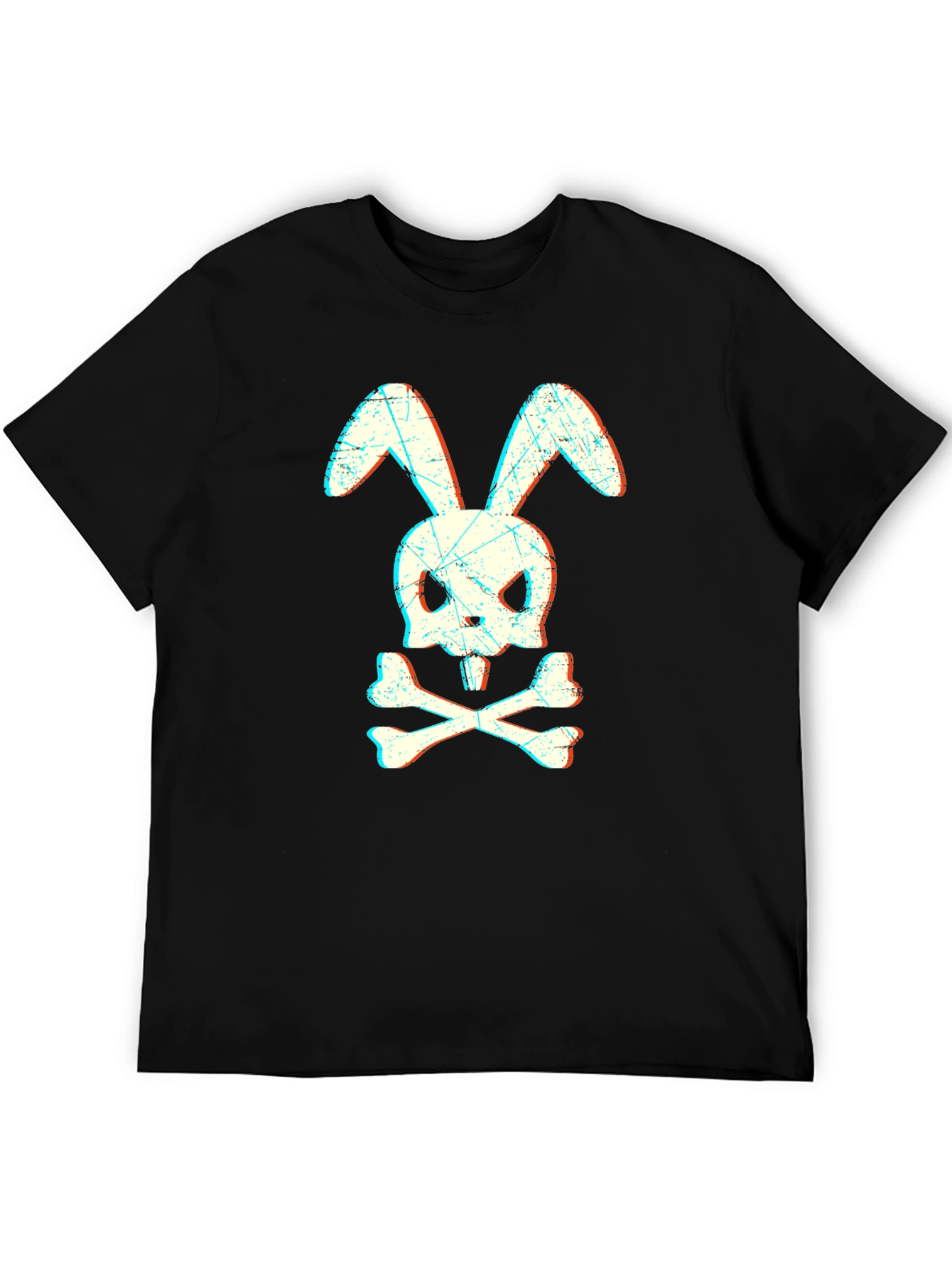 Black Skull Bunny Graphic T-Shirt - Edgy Streetwear view 5