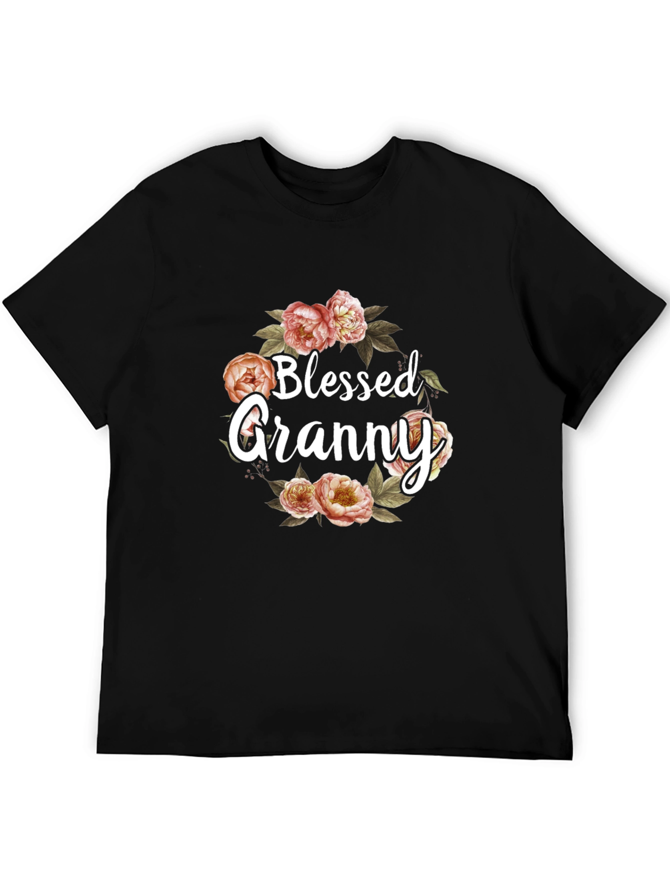 Black Blessed Granny Floral Graphic T-Shirt view 5