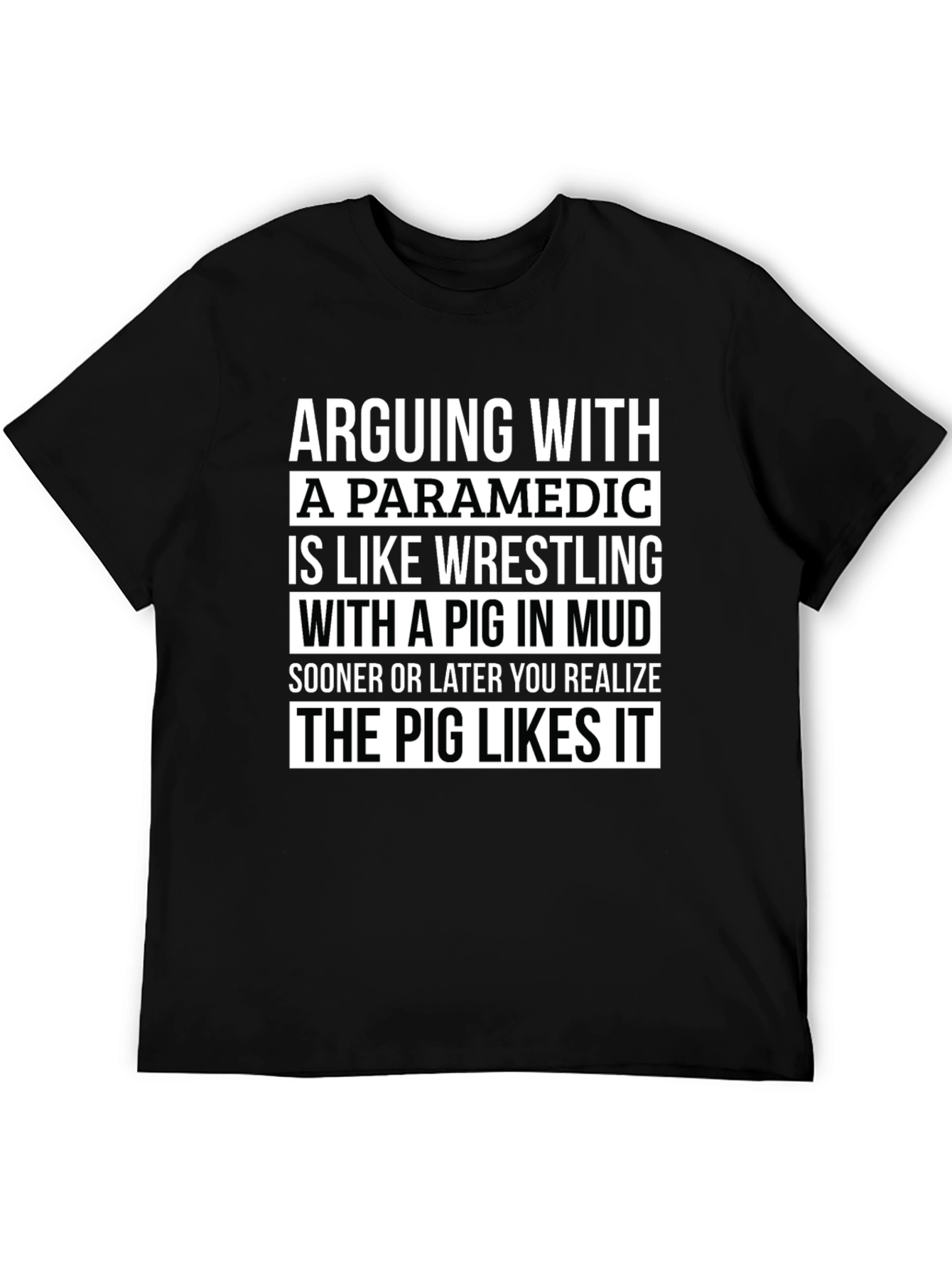 Black Paramedic Pig in Mud T-Shirt - Funny EMS Tee view 5