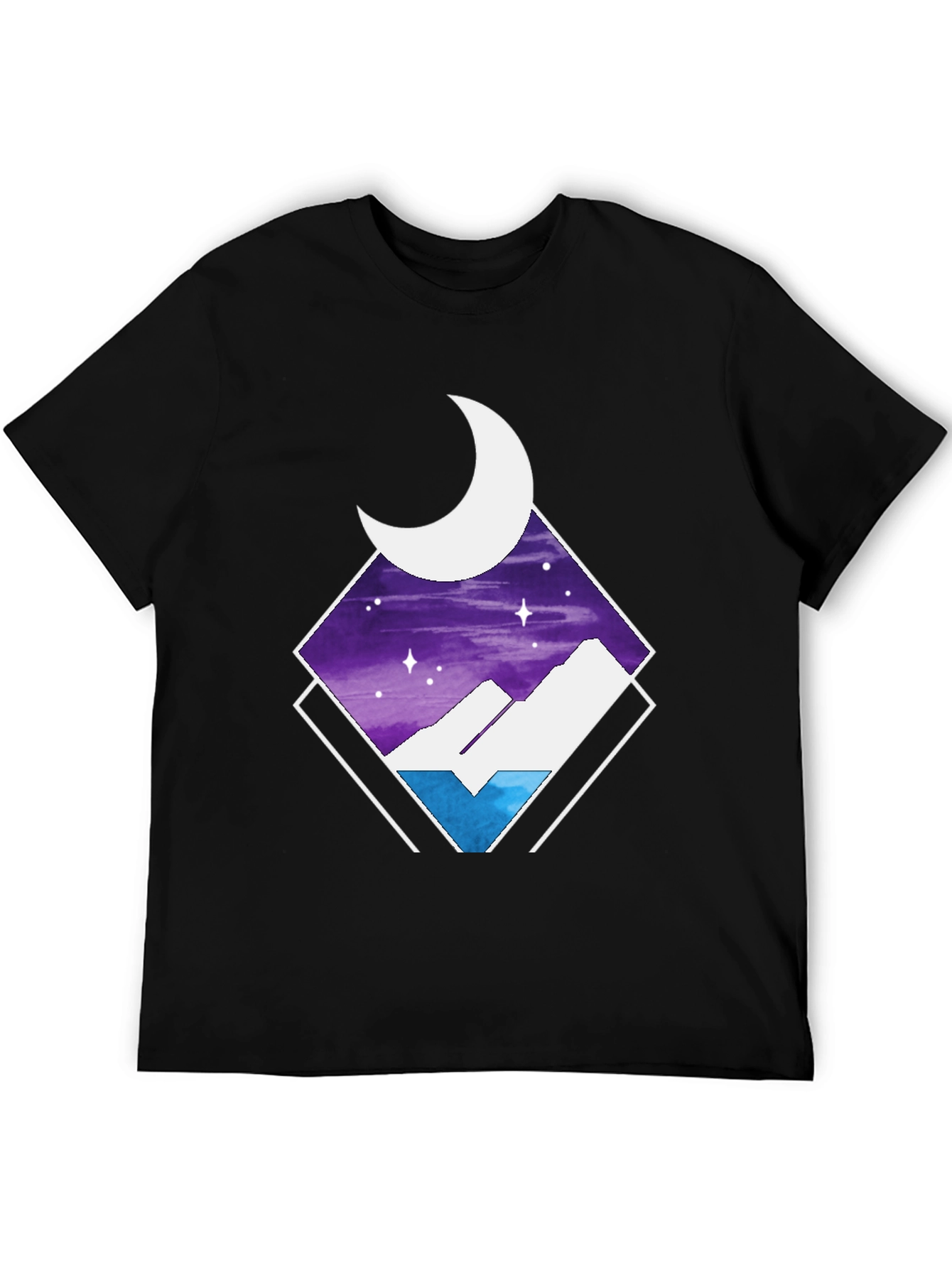 Black Night Sky Mountain T-Shirt view 5