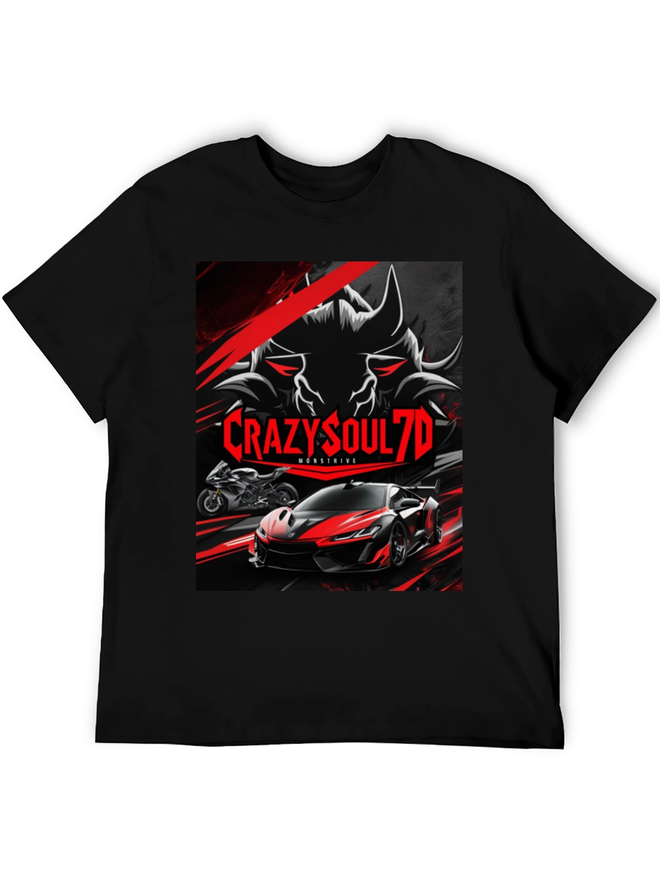 Black CrazySoul7D Monstrive Graphic T-Shirt view 5