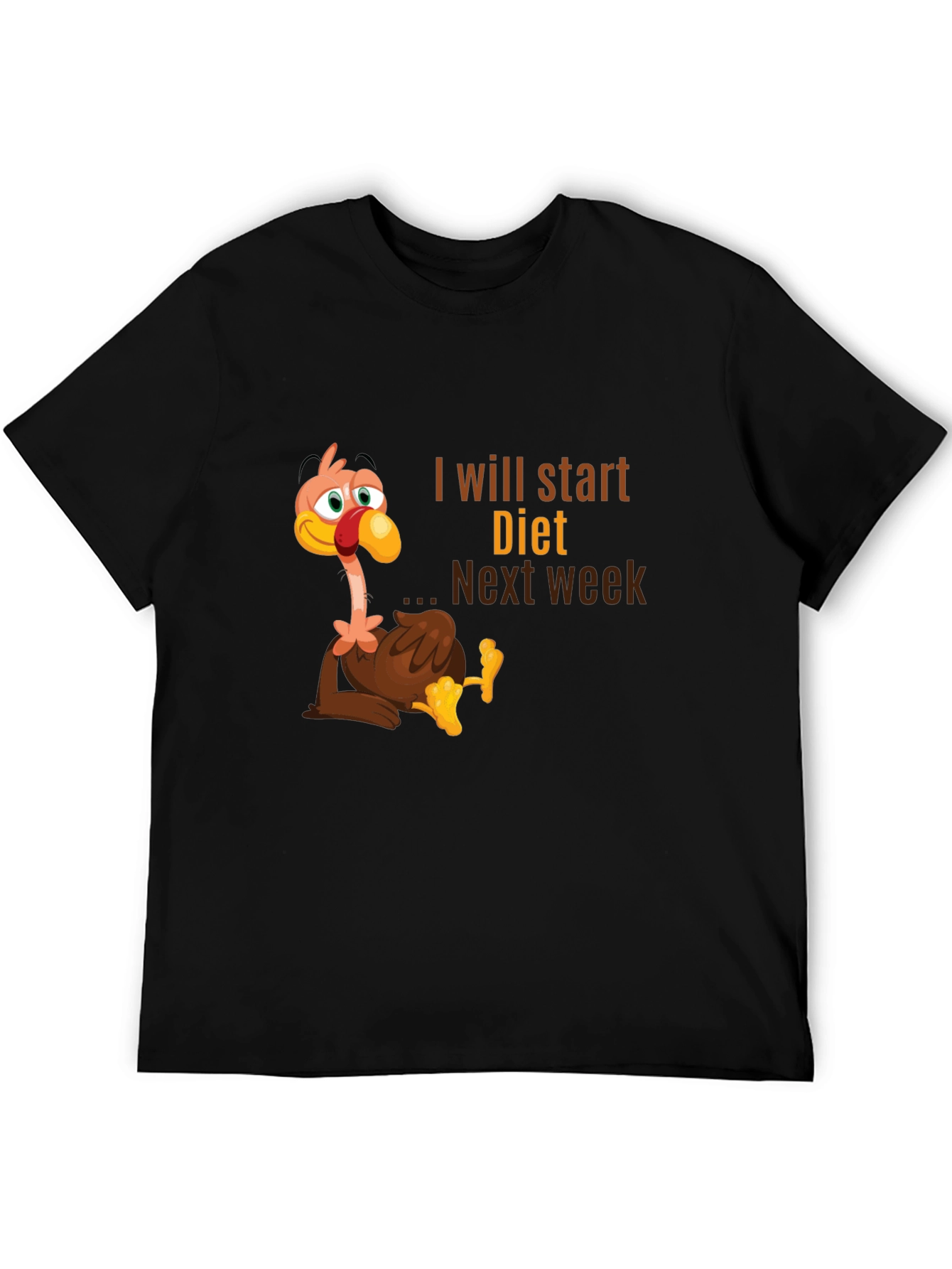 Black Funny Turkey Diet T-Shirt - Next Week view 5