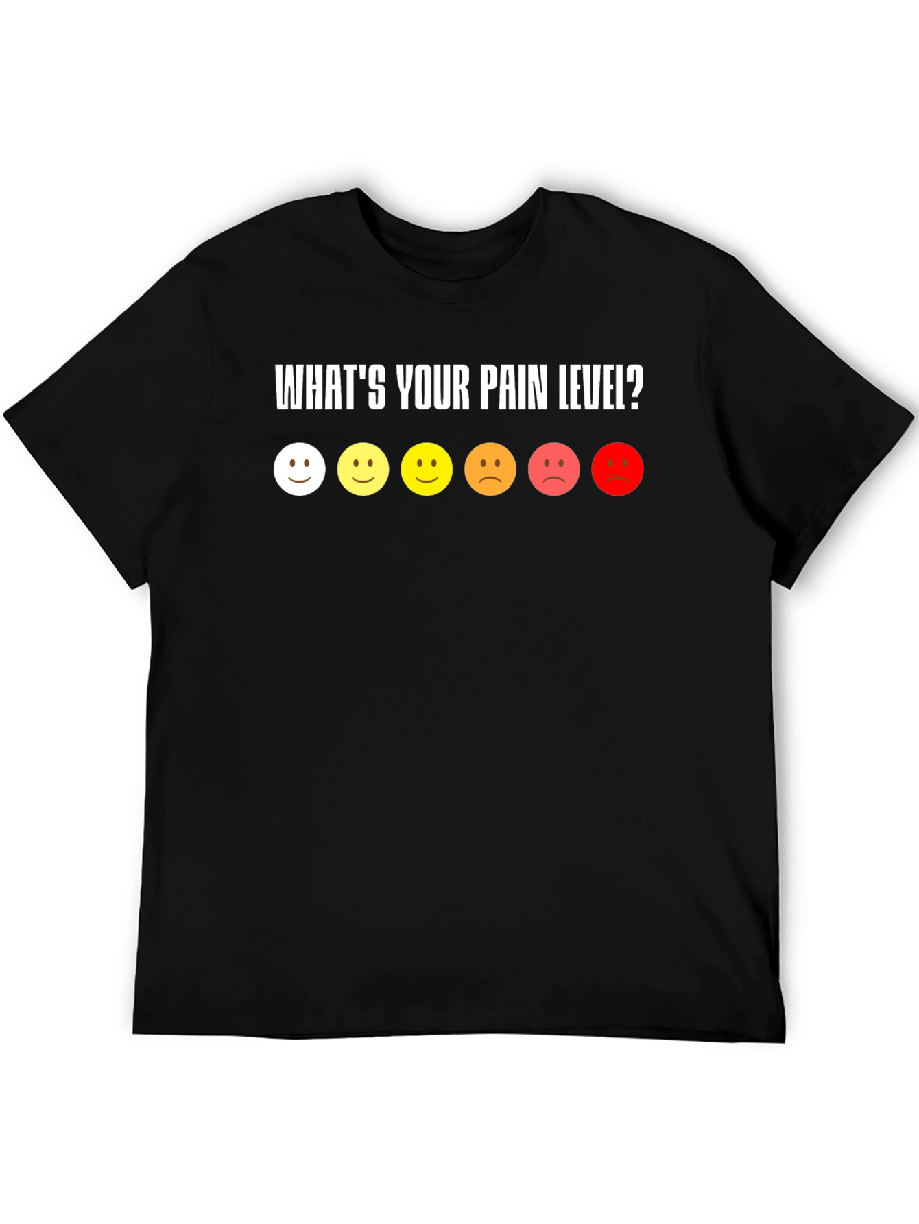 Black Pain Level Smiley Face Black T-Shirt view 5