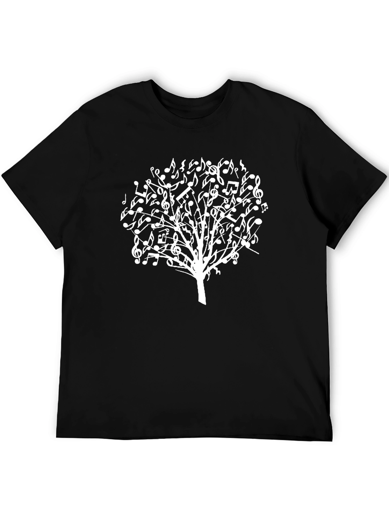 Black Music Note Tree Black T-Shirt view 5
