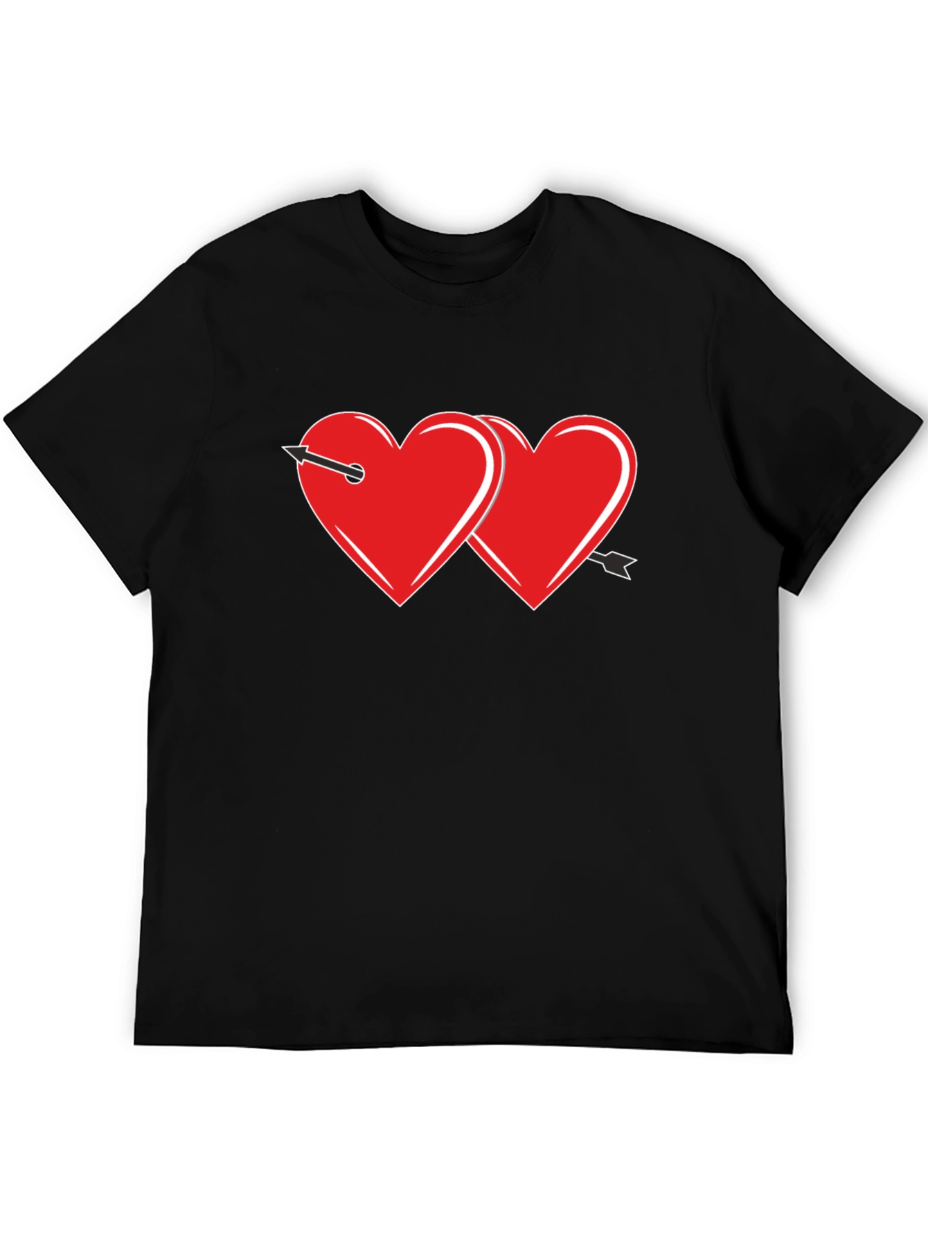 Black Heart Arrow Graphic Tee - Black Cotton Casual Shirt view 5