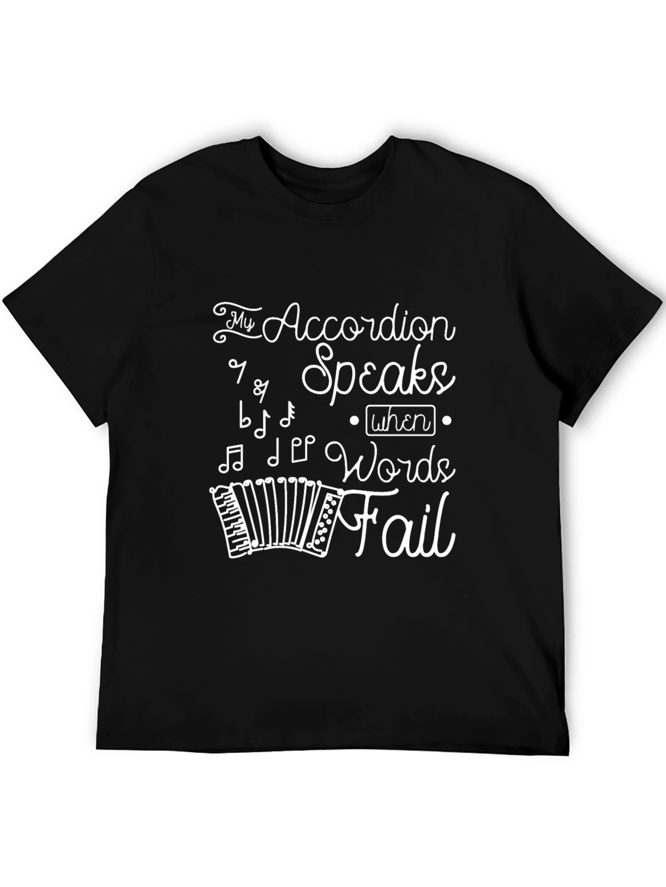 Black Accordion Speaks T-Shirt: Music Lover Tee view 5