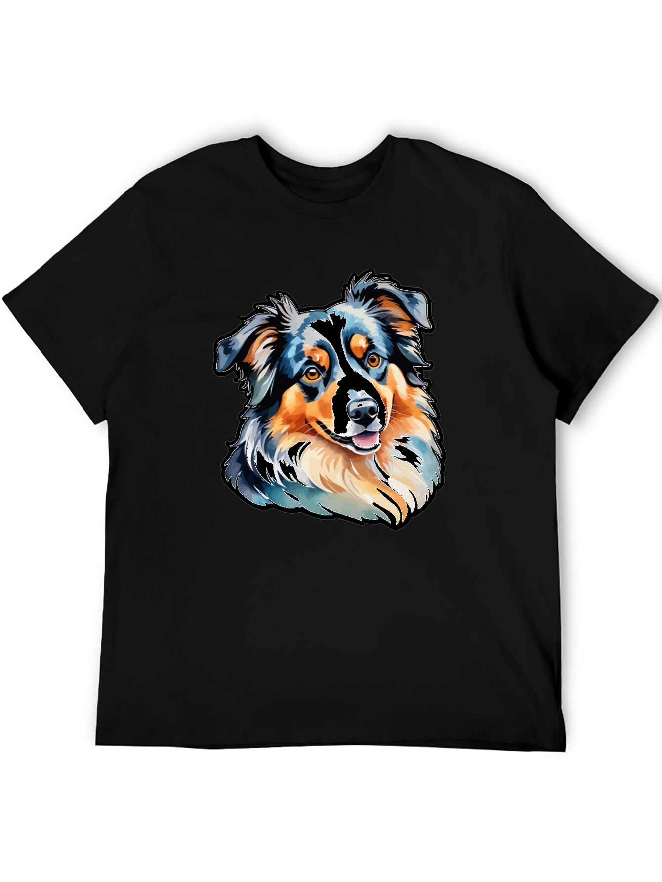 Black Aussie Dog Art T-Shirt view 5