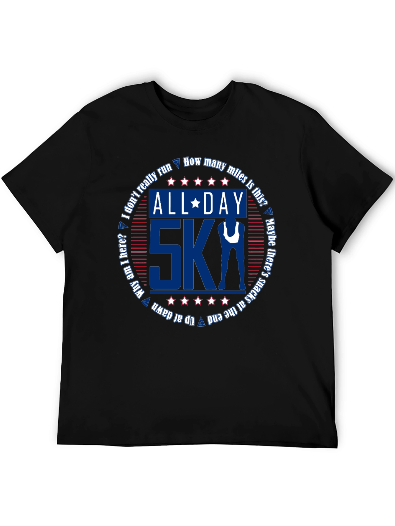 Black All Day 5K T-Shirt - Men's Graphic Tee view 5