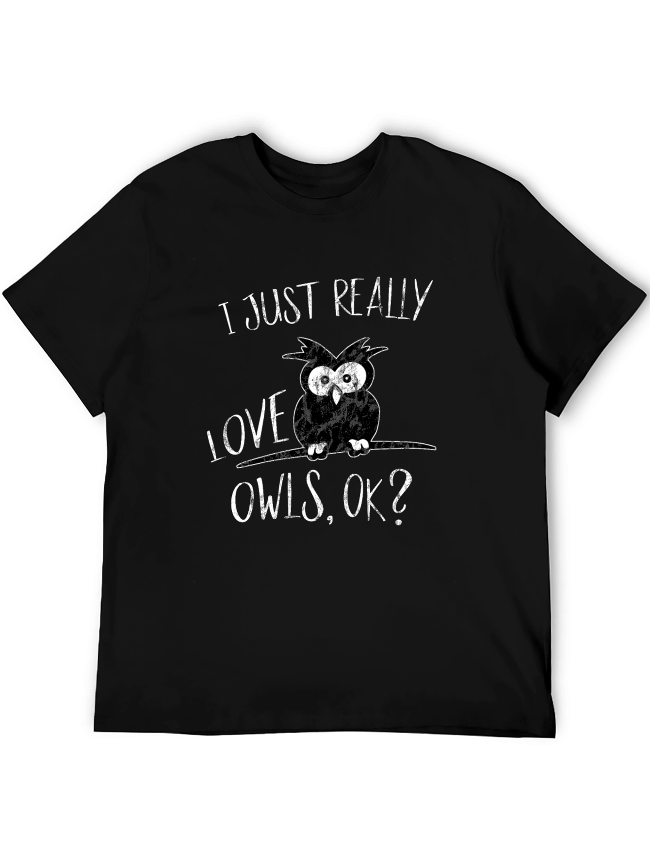 Black I Just Really Love Owls T-Shirt - Black view 5