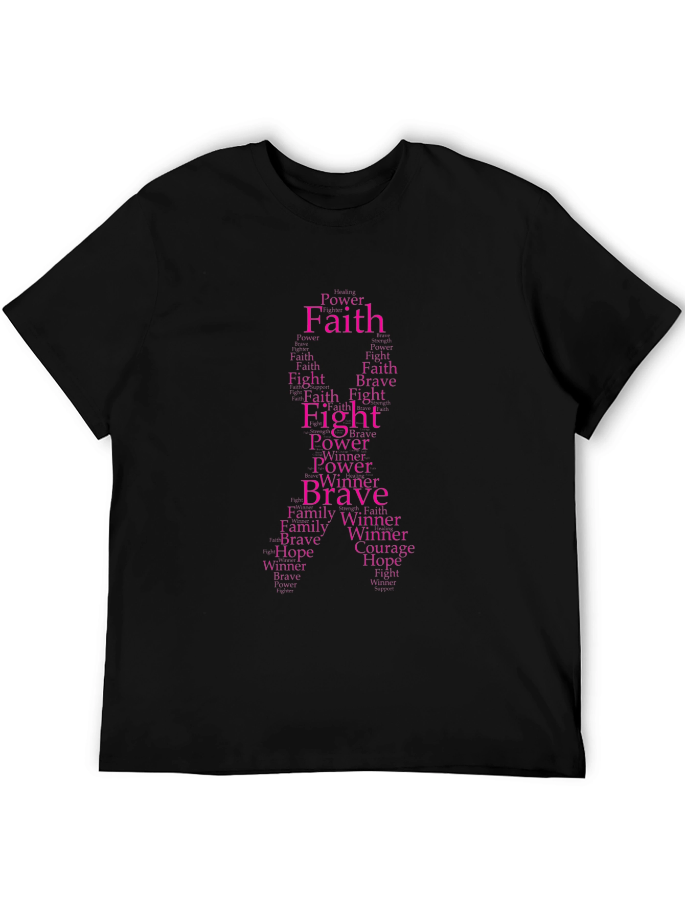 Black Faith, Fight, Brave Word Art Ribbon T-Shirt view 5