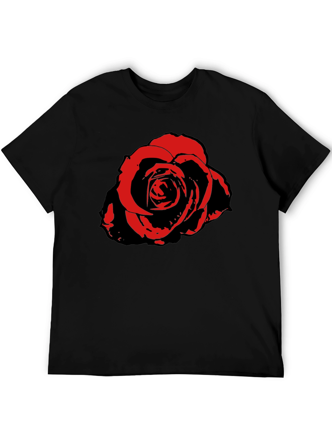 Black Bold Rose Graphic Tee - Stylish Men's Black T-Shirt view 5