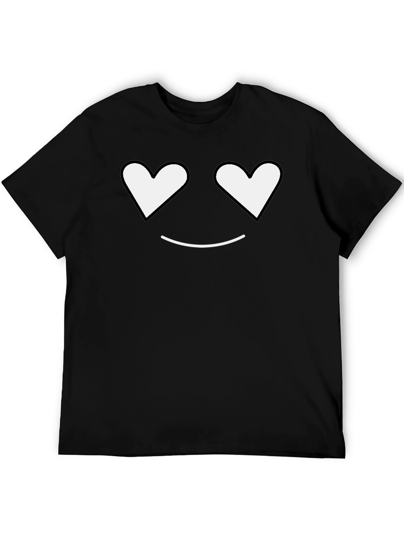 Black Heart Eyes Smiley Black T-Shirt view 5