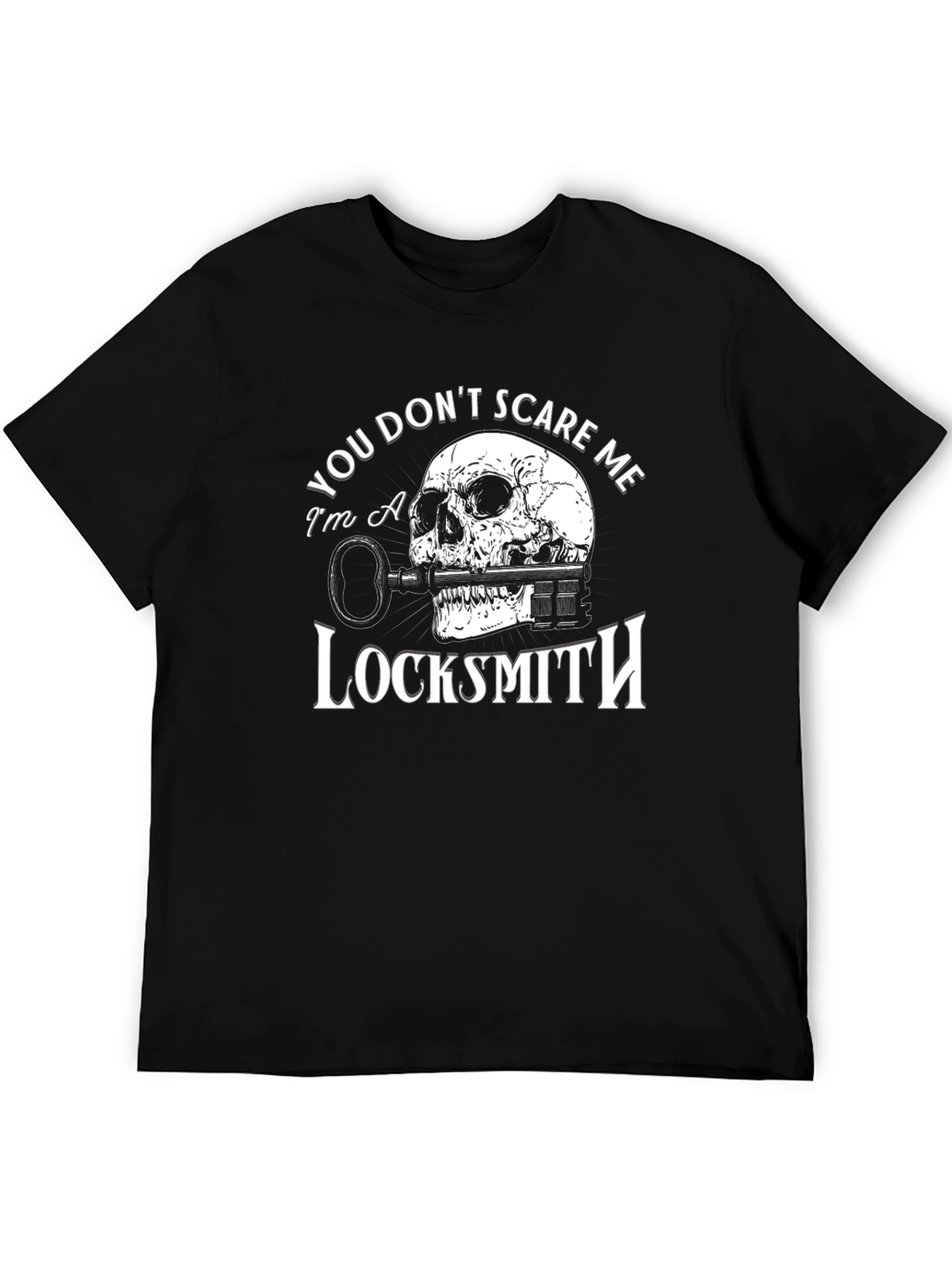 Black Locksmith Skull Graphic T-Shirt - You Don't Scare Me view 5