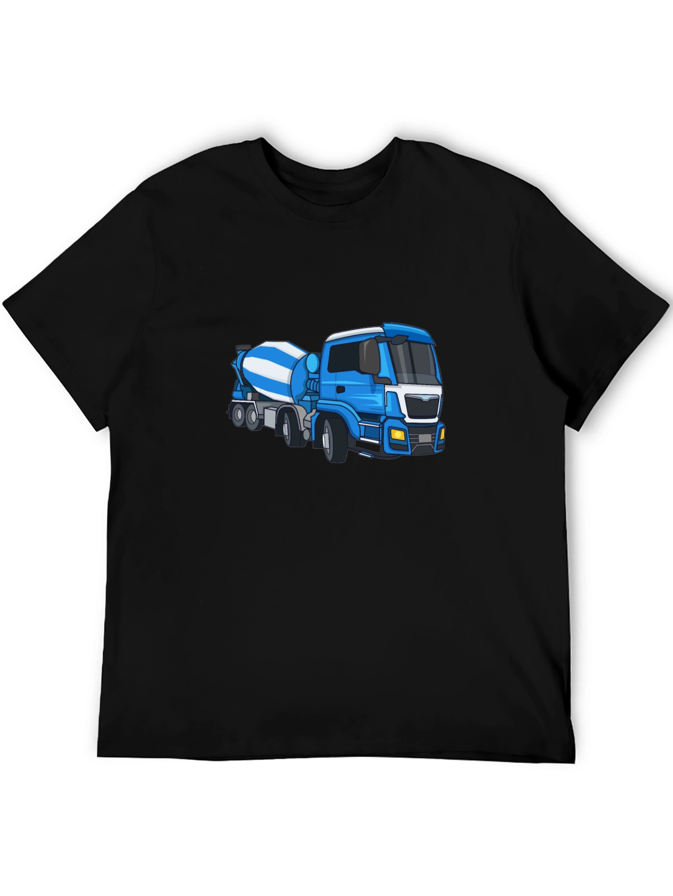 Black Black Tee with Blue Cement Mixer Truck Graphic view 5