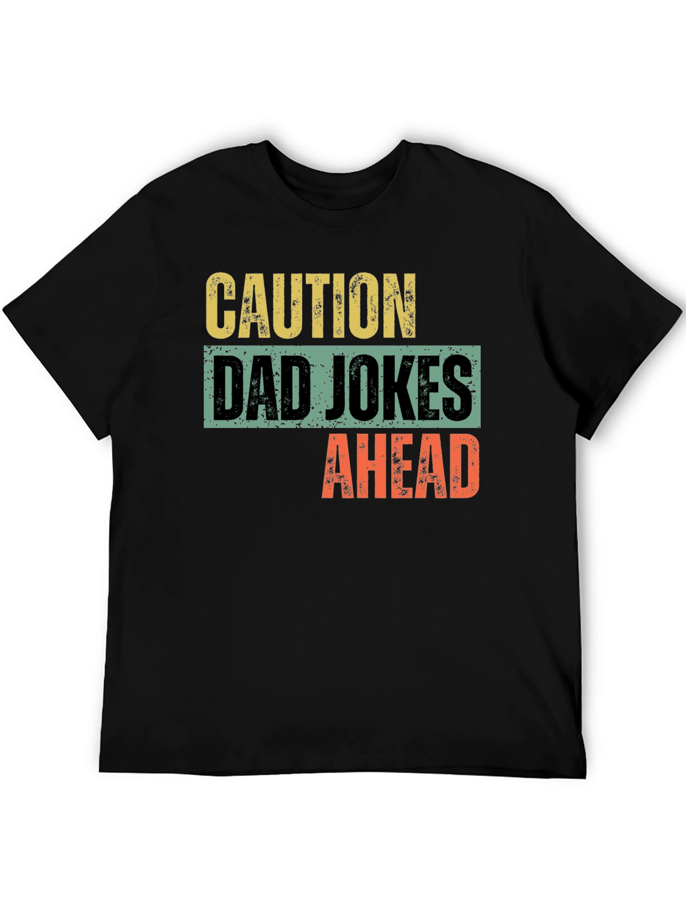 Black Caution Dad Jokes Ahead Graphic T-Shirt view 5