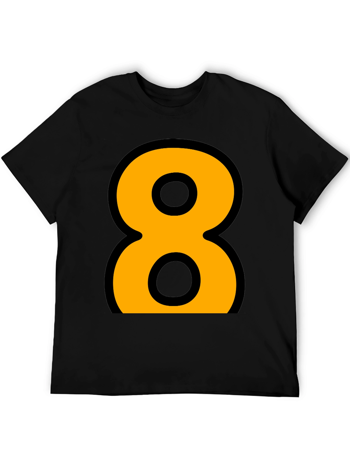 Black Bold Number 8 Graphic Tee - Black Cotton Blend view 5