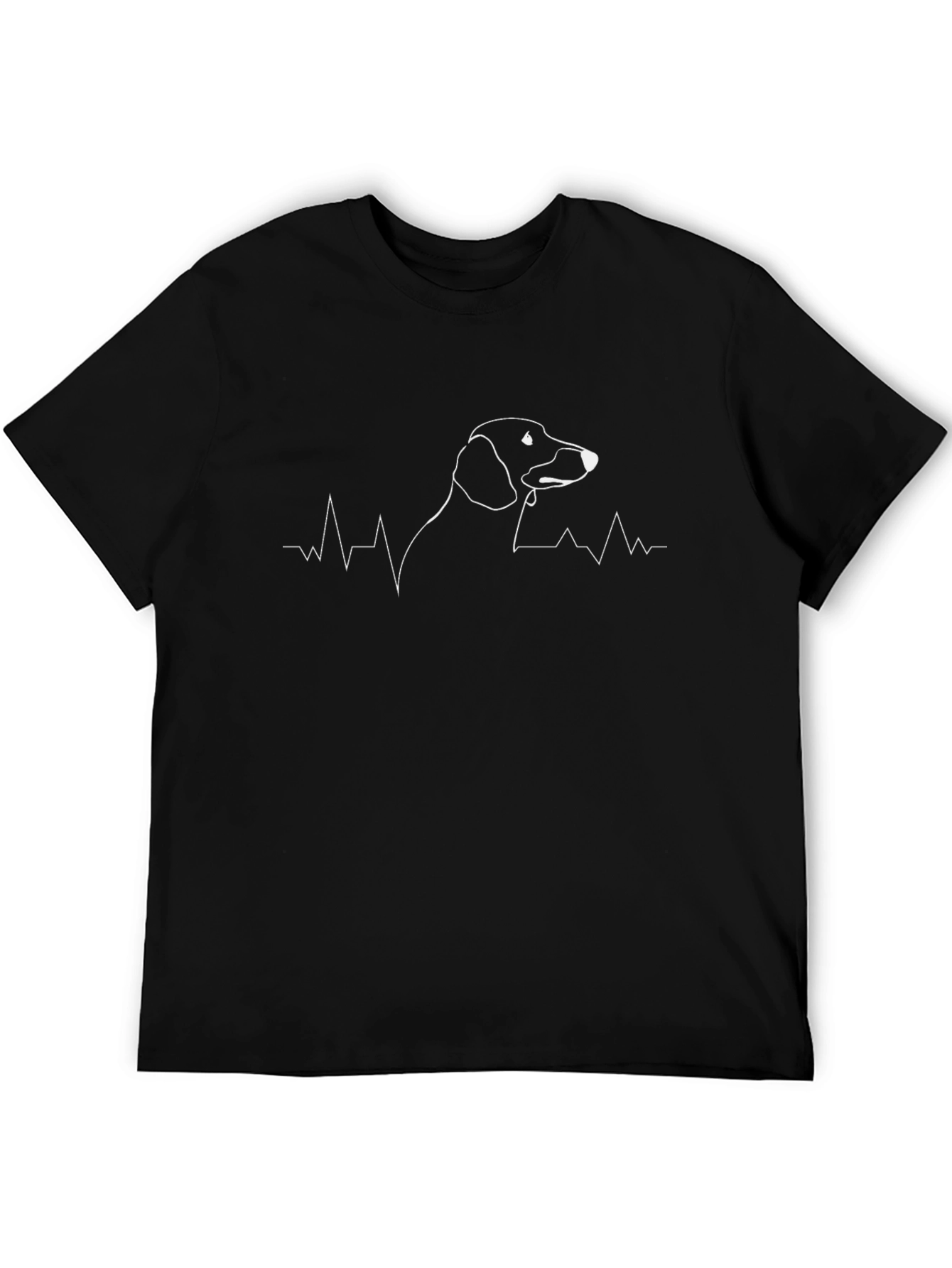 Black Dachshund Heartbeat Graphic Tee - Black view 5