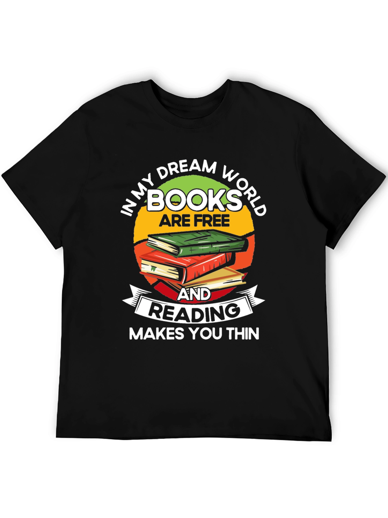 Black Book Lover T-Shirt: Reading Makes You Thin view 5