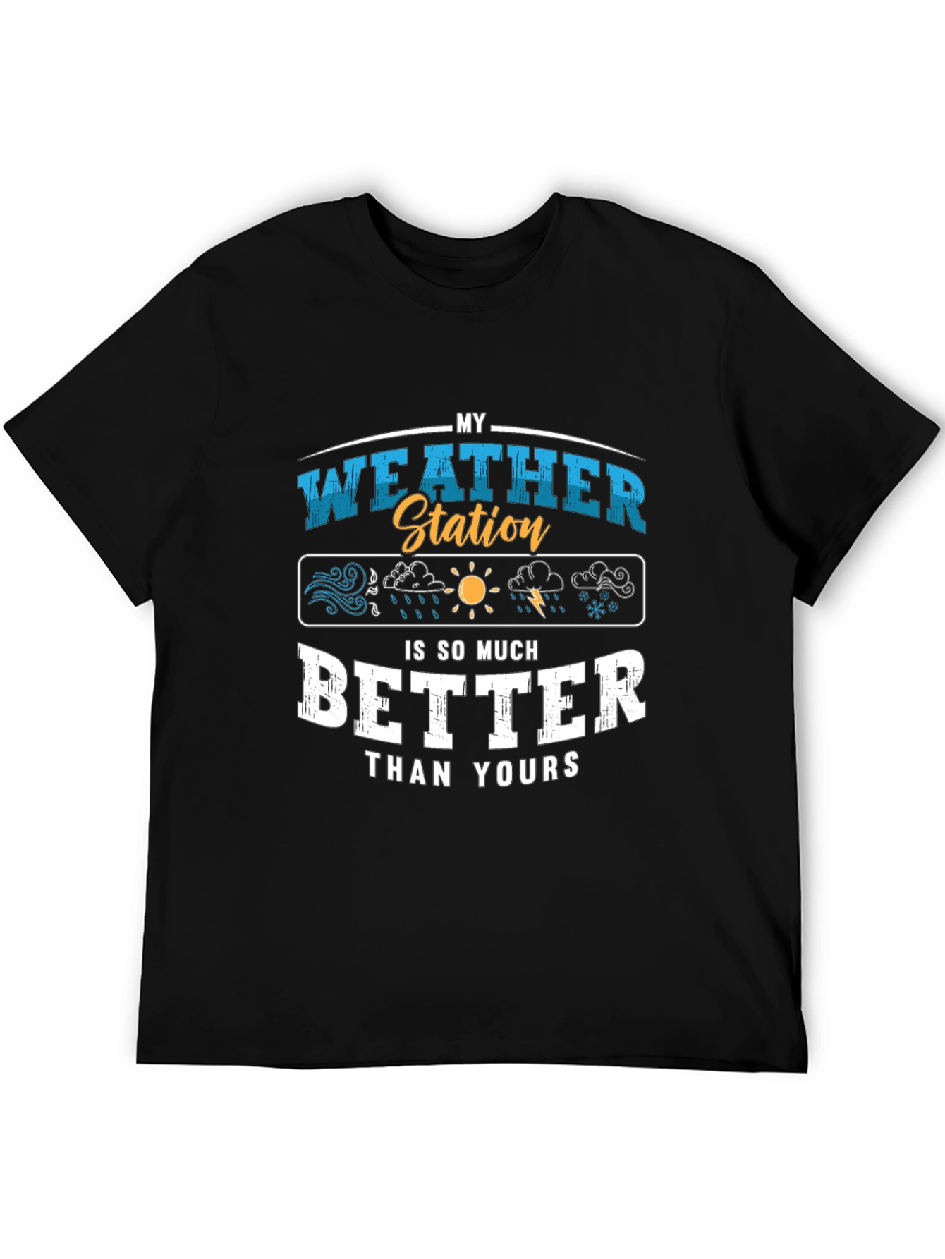 Black My Weather Station T-Shirt, Funny Weather Gift view 5